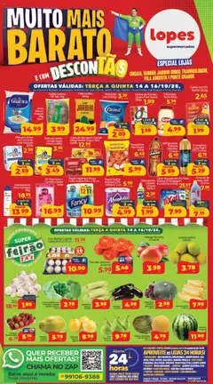 Pré-Visualização do folheto "Ofertas Muito Mais Barato" da loja Lopes Supermercados válido a partir de 14/10/2025