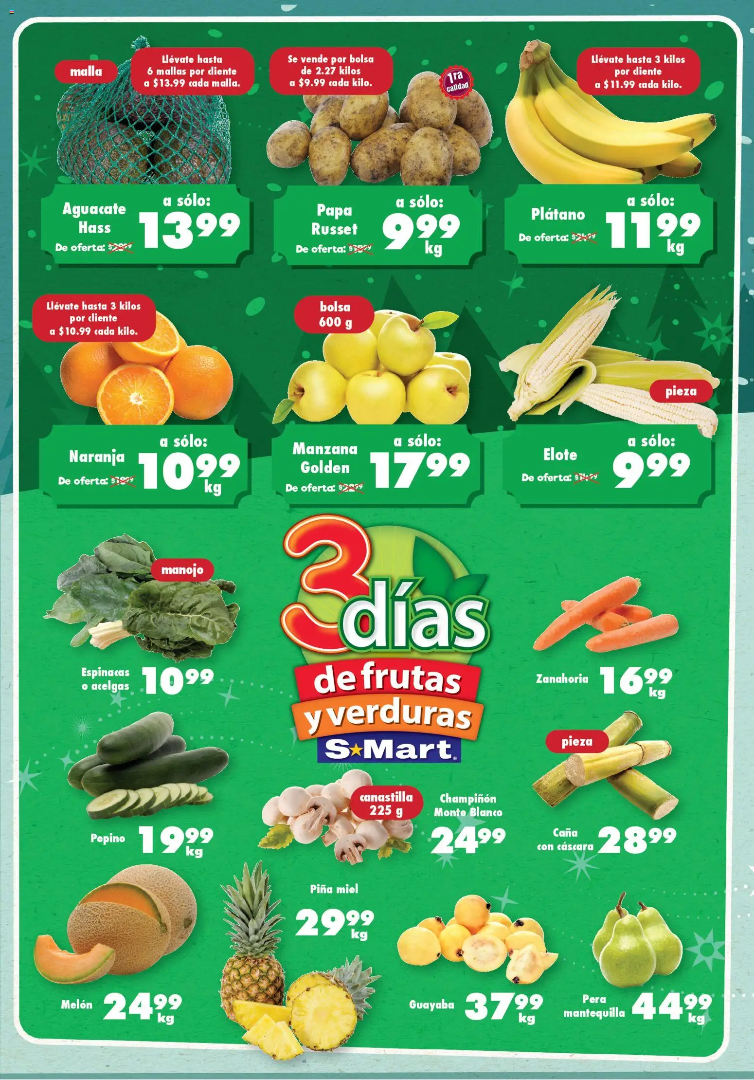 Vista previa las ofertas de la tienda S-Mart - Folleto desde el 02/12/2025 - Papa, Bolsa, Plátano, Zanahoria, Piña, Pera, Miel, Pepino