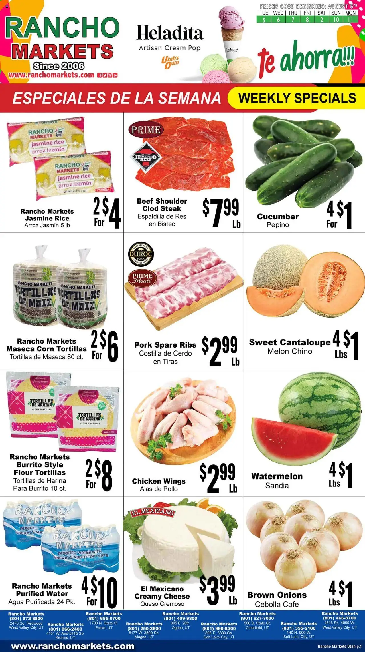 Rancho Markets Weekly Ad from 08/05/2025 - Flyer - Page number 1