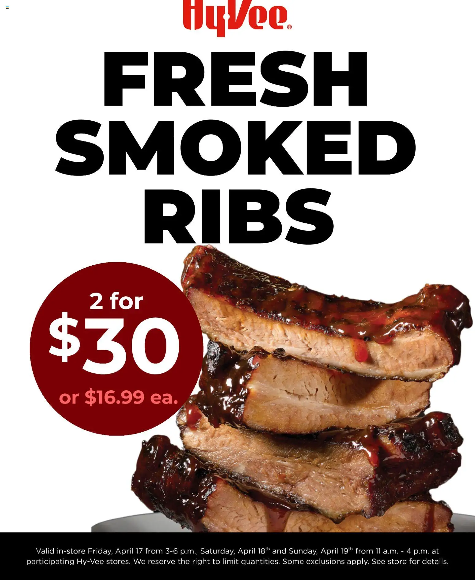 Ad Preview of HyVee HyVee Fresh Smoked Ribs from 04/17/2026