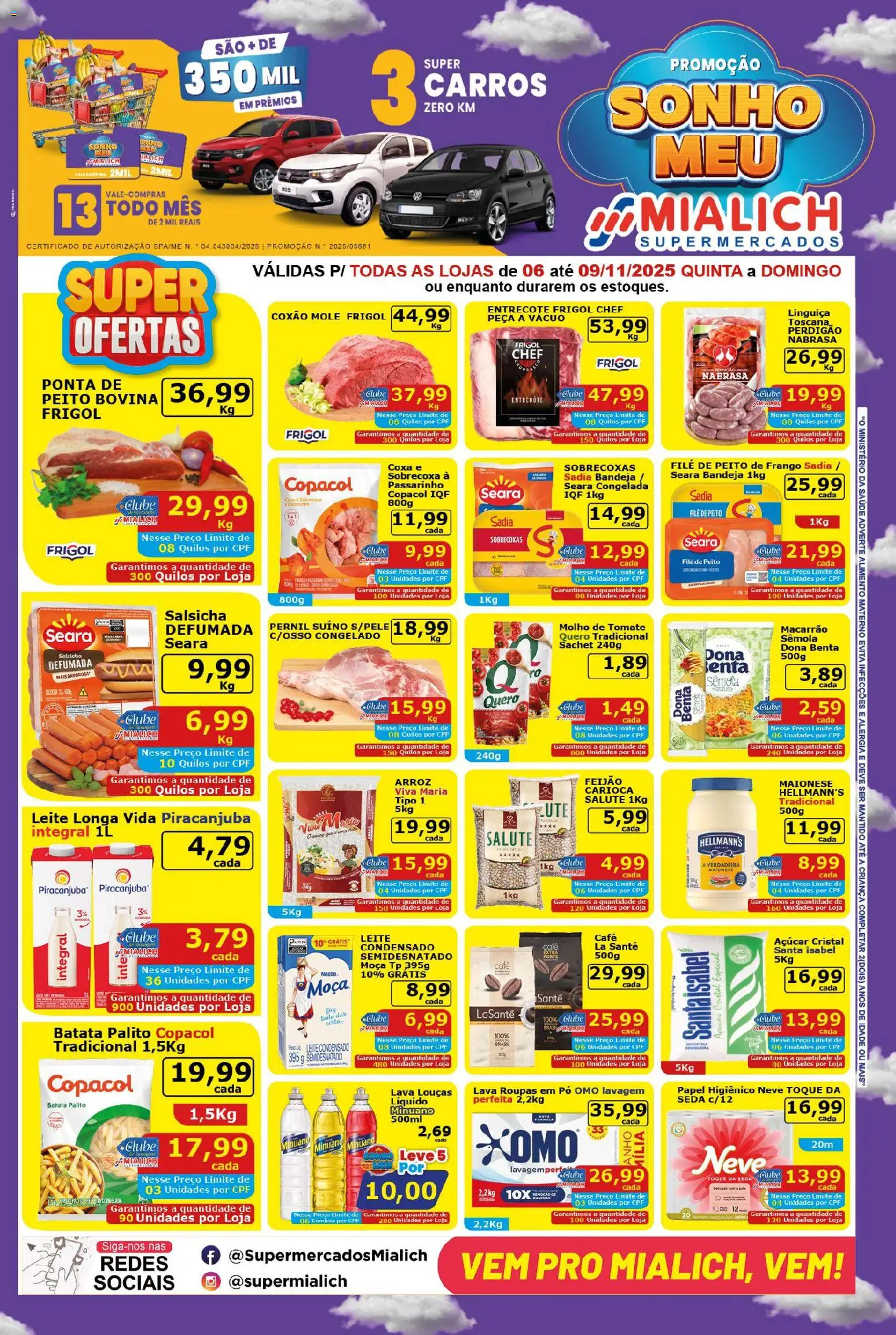 Pré-Visualização do folheto "Ofertas da semana" da loja Mialich Supermercados válido a partir de 06/11/2025