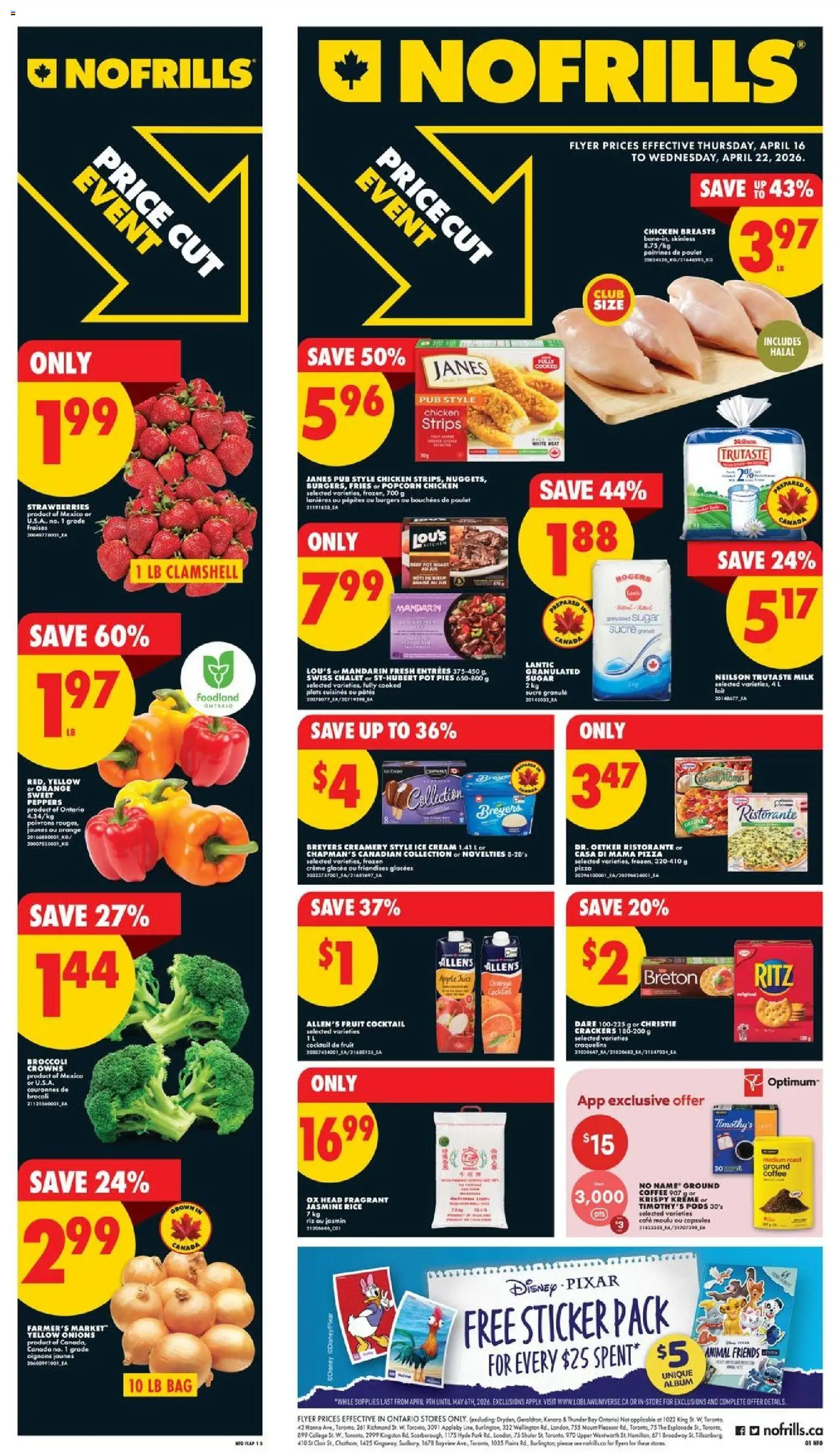 Preview of leaflet No Frills weekly flyer / circulaire from shop No Frills is valid from Apr 16, 2026 - Coffee, Cocktail, Popcorn, Juice, Crackers, Roast, Strips, Granulated sugar