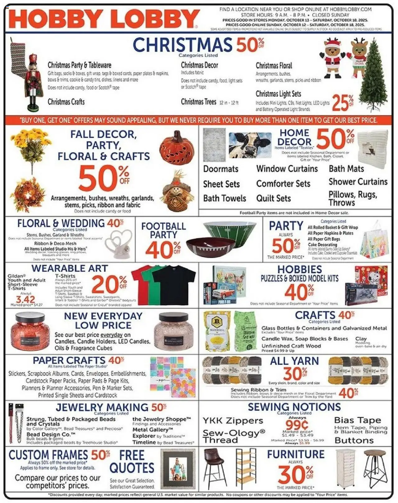 Hobby Lobby Weekly ad from 10/12/2025 - Sales ad this week - Page number 1
