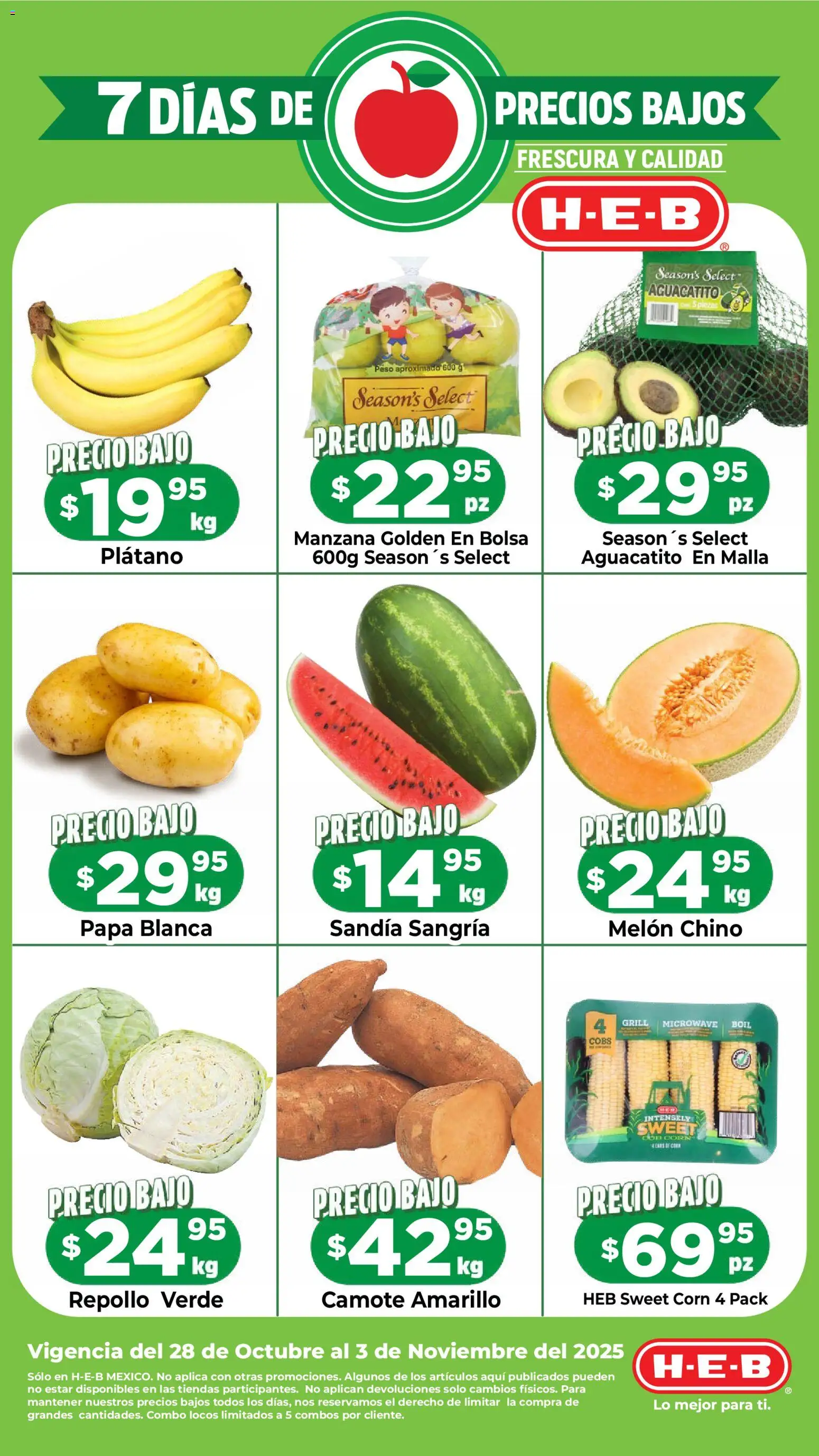 Vista previa las ofertas de la tienda H-E-B - Folleto Precios Bajos desde el 28/10/2025 