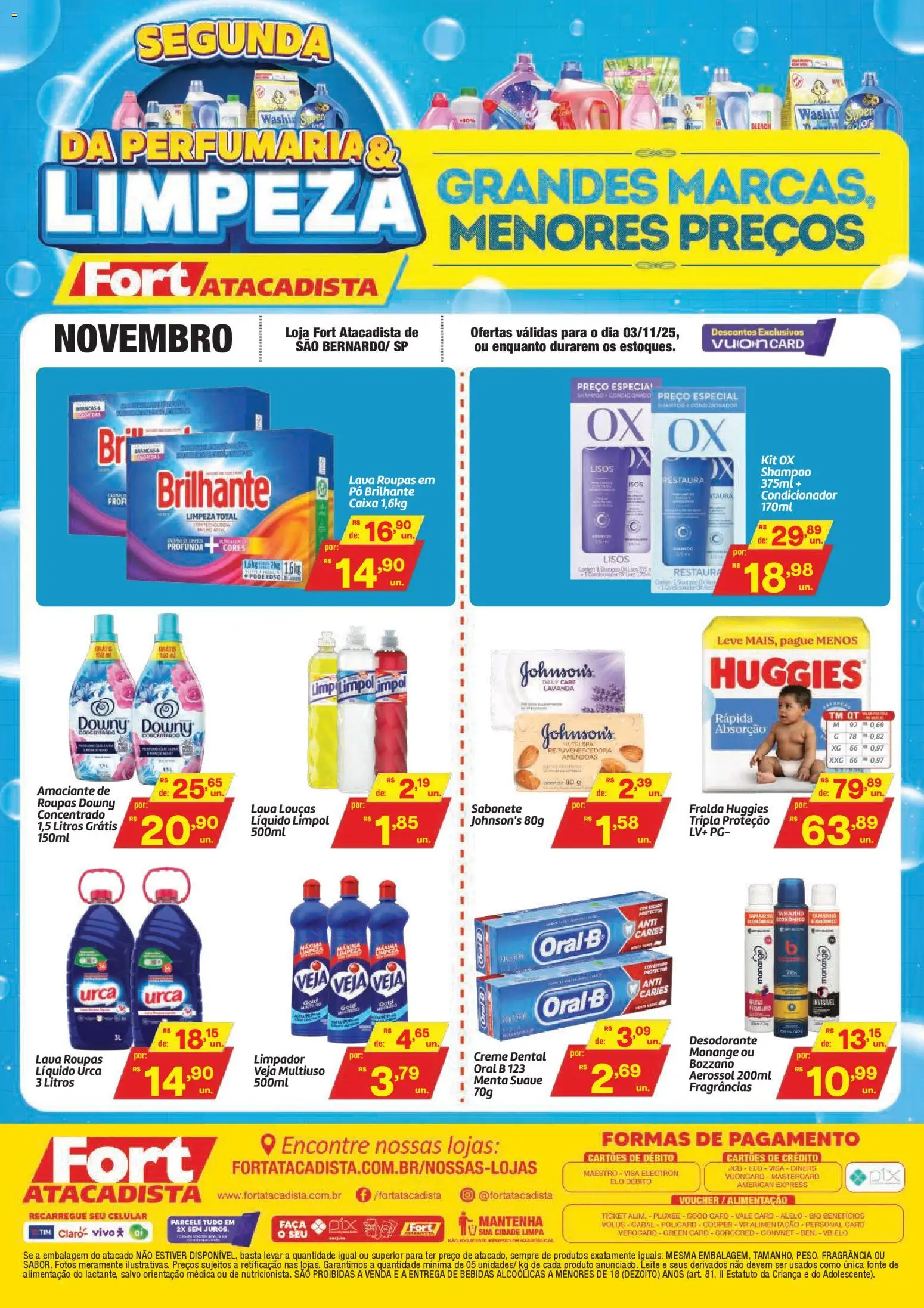Pré-Visualização do folheto "Ofertas Segunda da Limpeza e Perfumaria" da loja Fort Atacadista válido a partir de 03/11/2025