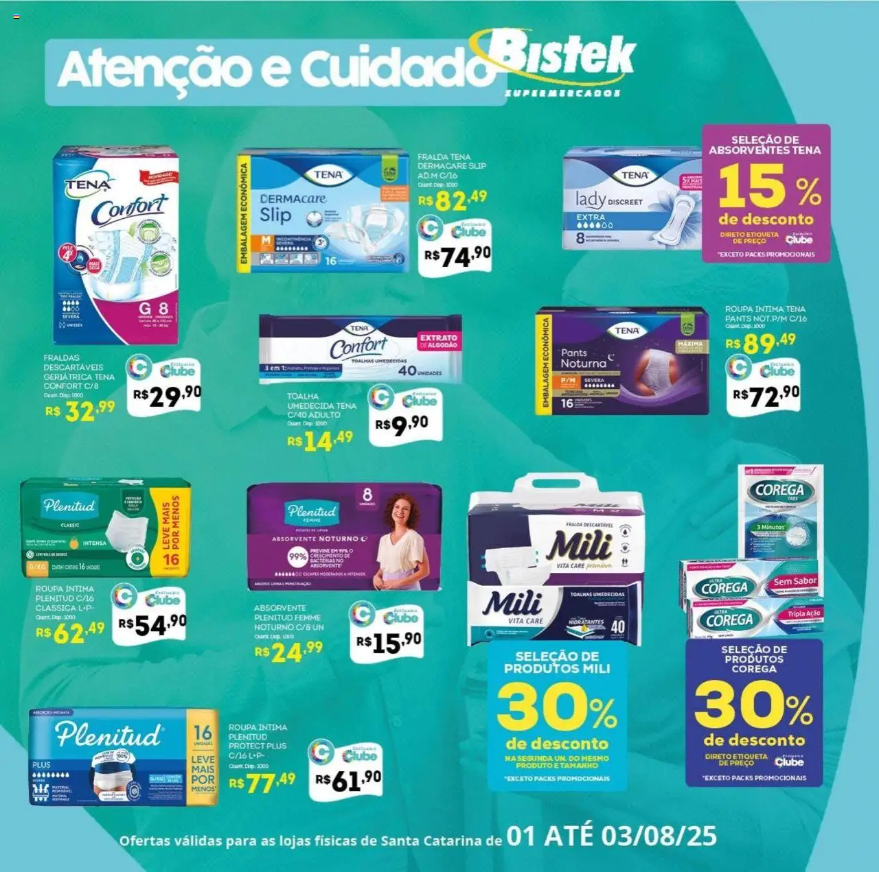 Bistek Supermercados folheto "Ofertas Atenção E Cuidado" válido a partir de 01/08/2025 - número de página 1