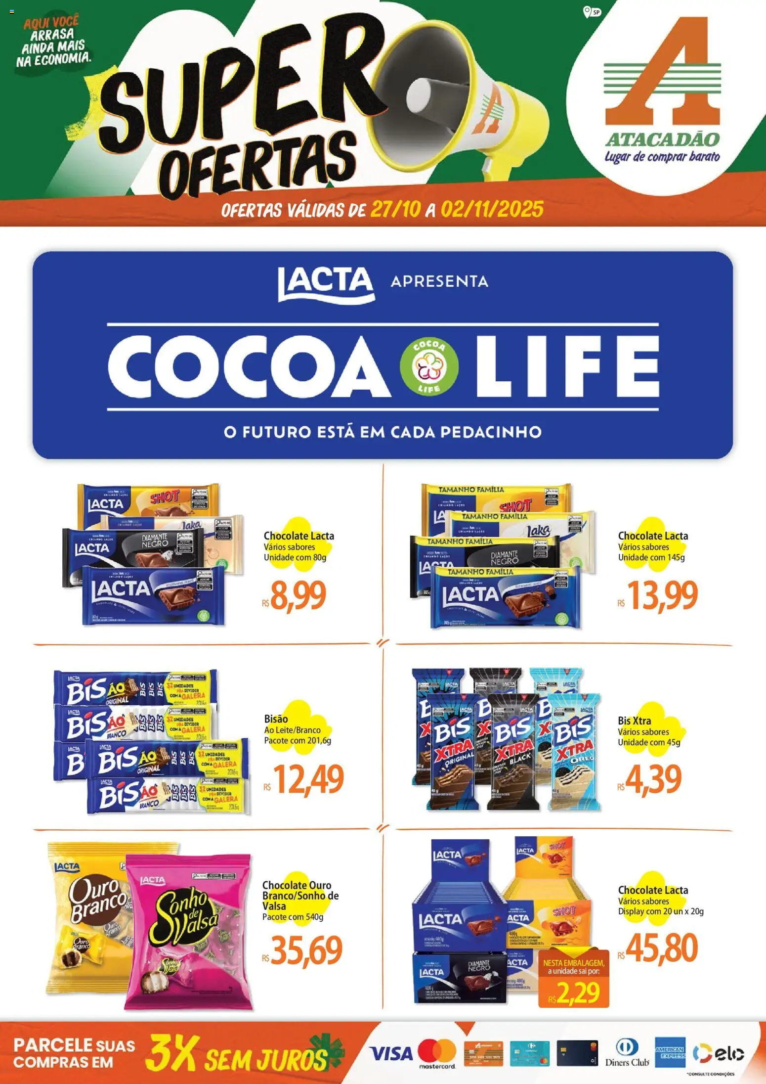 Pré-Visualização do folheto "Ofertas - SP" da loja Atacadão válido a partir de 27/10/2025 - Chocolate