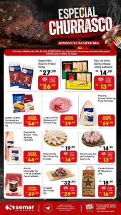 Pré-Visualização do folheto "Ofertas Churrasco" da loja Semar Supermercado válido a partir de 30/01/2026