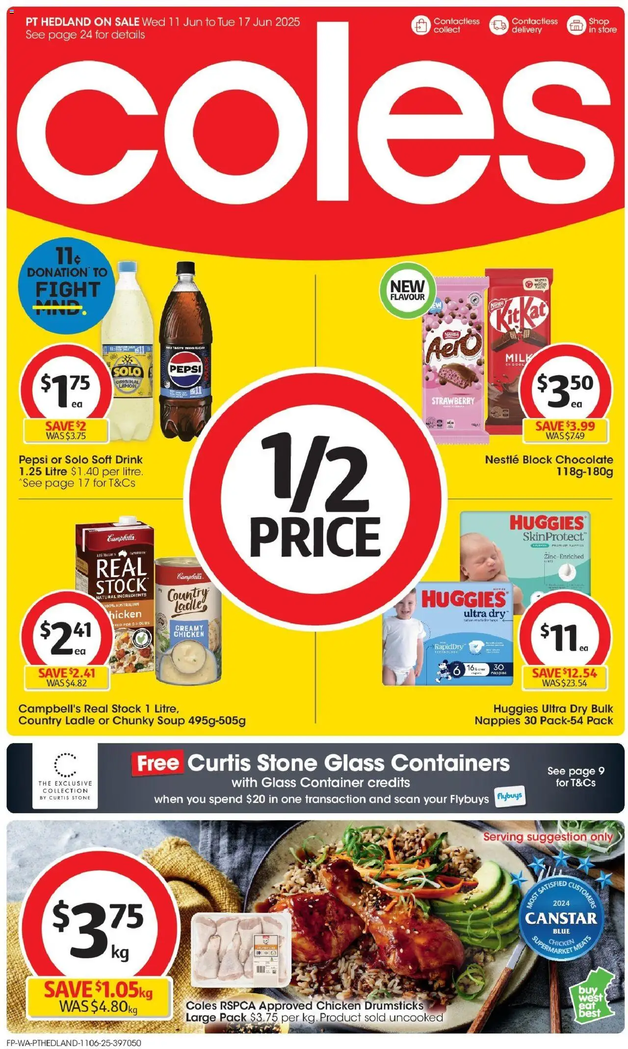 Coles catalogue valid from 11/06/2025 - page 1 - Milk, Chocolate, Chicken, Lemon, Nappies, Soup, Chicken drumsticks, Drumsticks