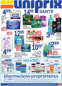 Un aperçu du dépliant Uniprix Sante du magasin Uniprix est valide à partir 11 sept. 2025