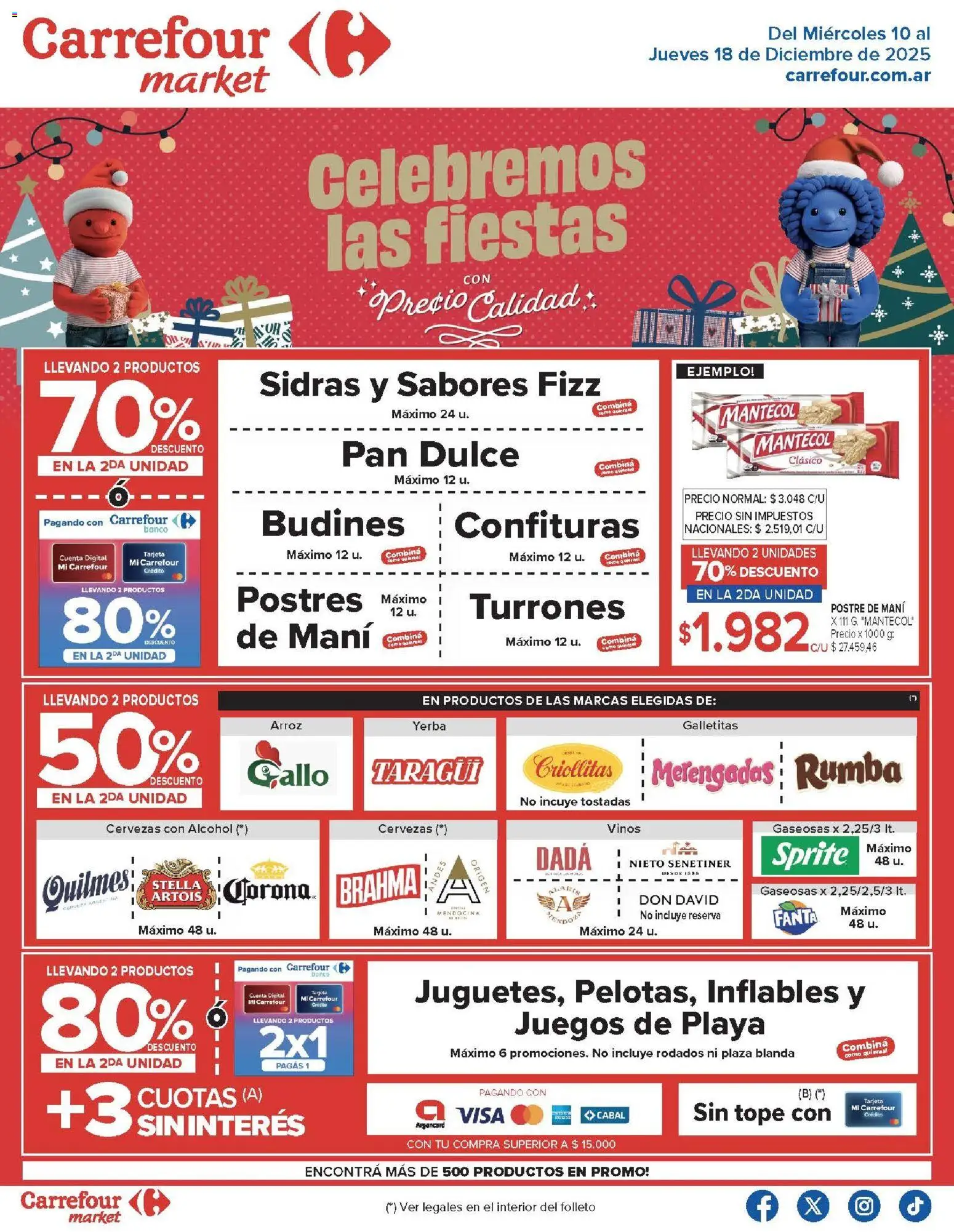Vista previa del folleto de la tienda Carrefour Market válido desde el 10/12/2025 - Banco, Pan, Alcohol, Yerba, Pan dulce, Postre, Dulce, Tostadas