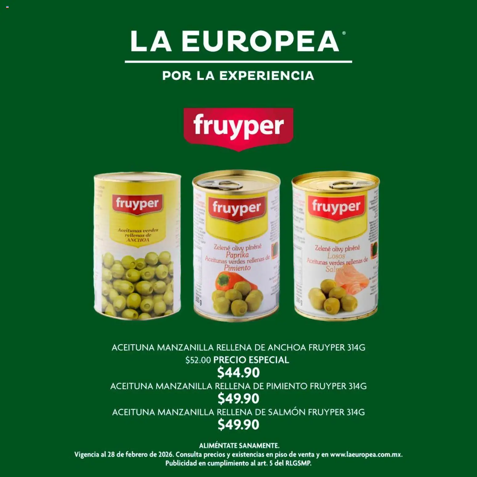 Vista previa las ofertas de la tienda La Europea - Catálogo Aceituna Rellena desde el 08/01/2026 - Aceitunas, Salmón, Pimiento