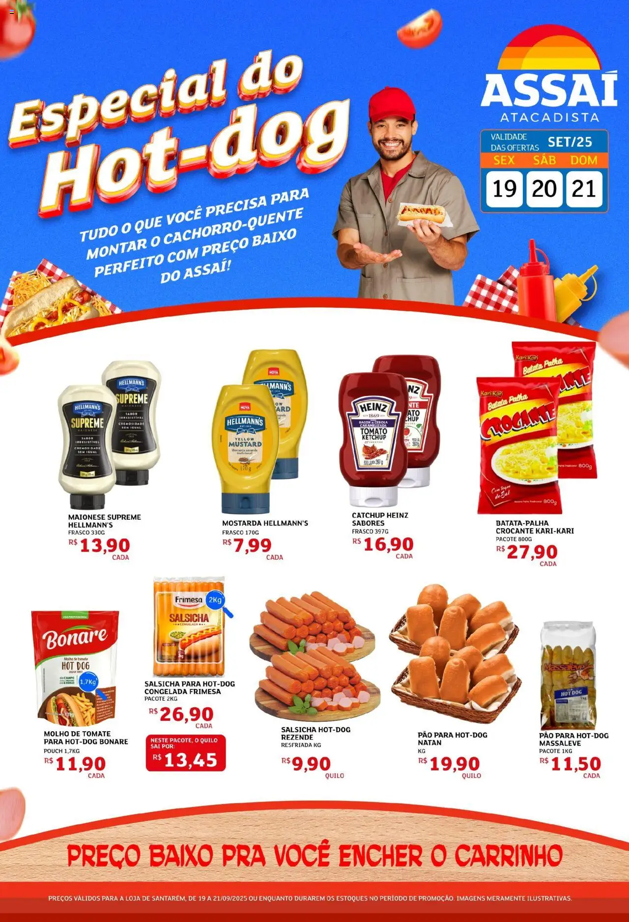 Assaí Atacadista folheto "Encarte - PA" válido a partir de 19/09/2025 - número de página 1 - Sal, Salsicha, Pão, Carrinho, Tomate, Ketchup, Baixo, Cebola
