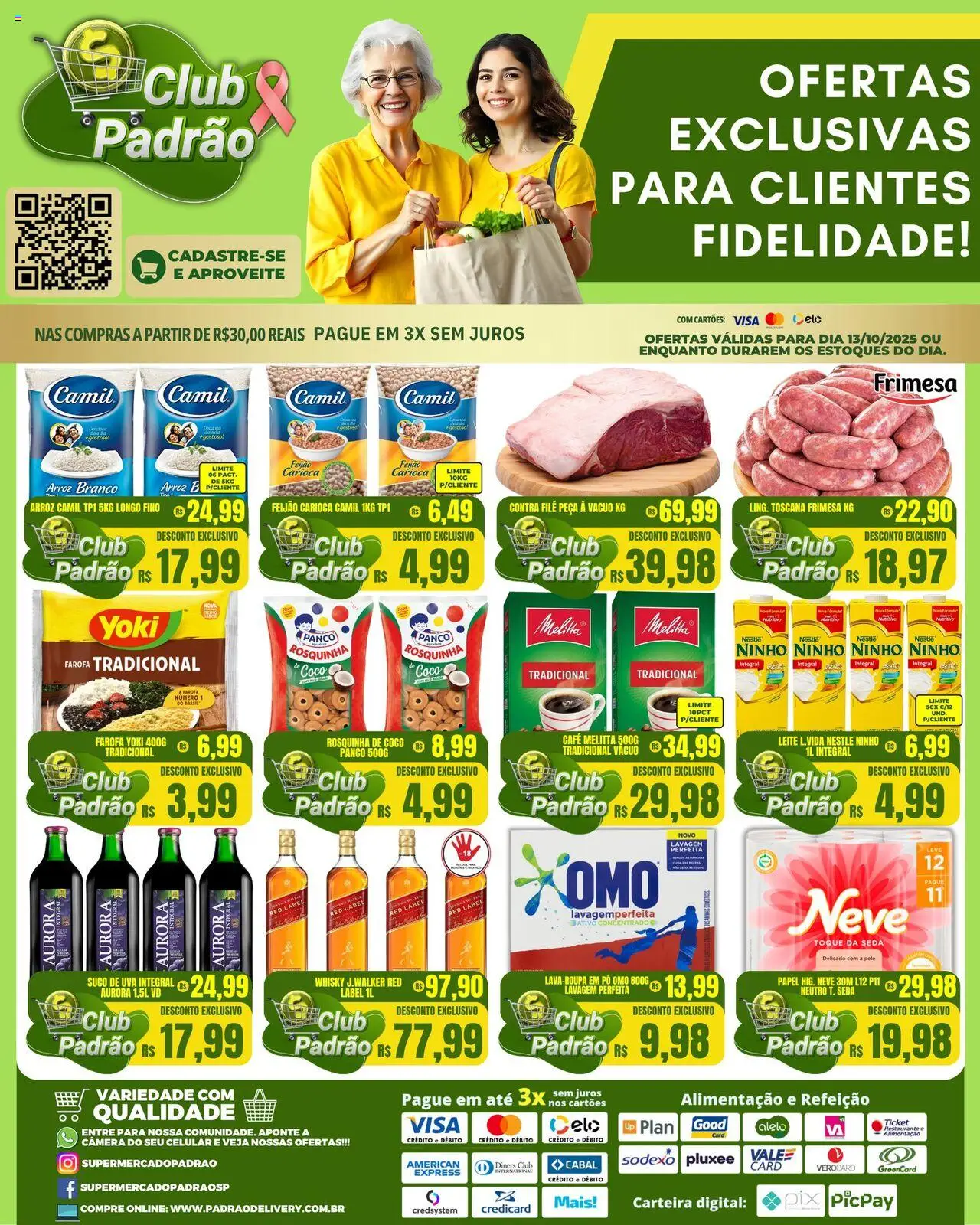 Supermercado Padrão folheto "Ofertas Exclusivas" válido a partir de 13/10/2025 - número de página 1