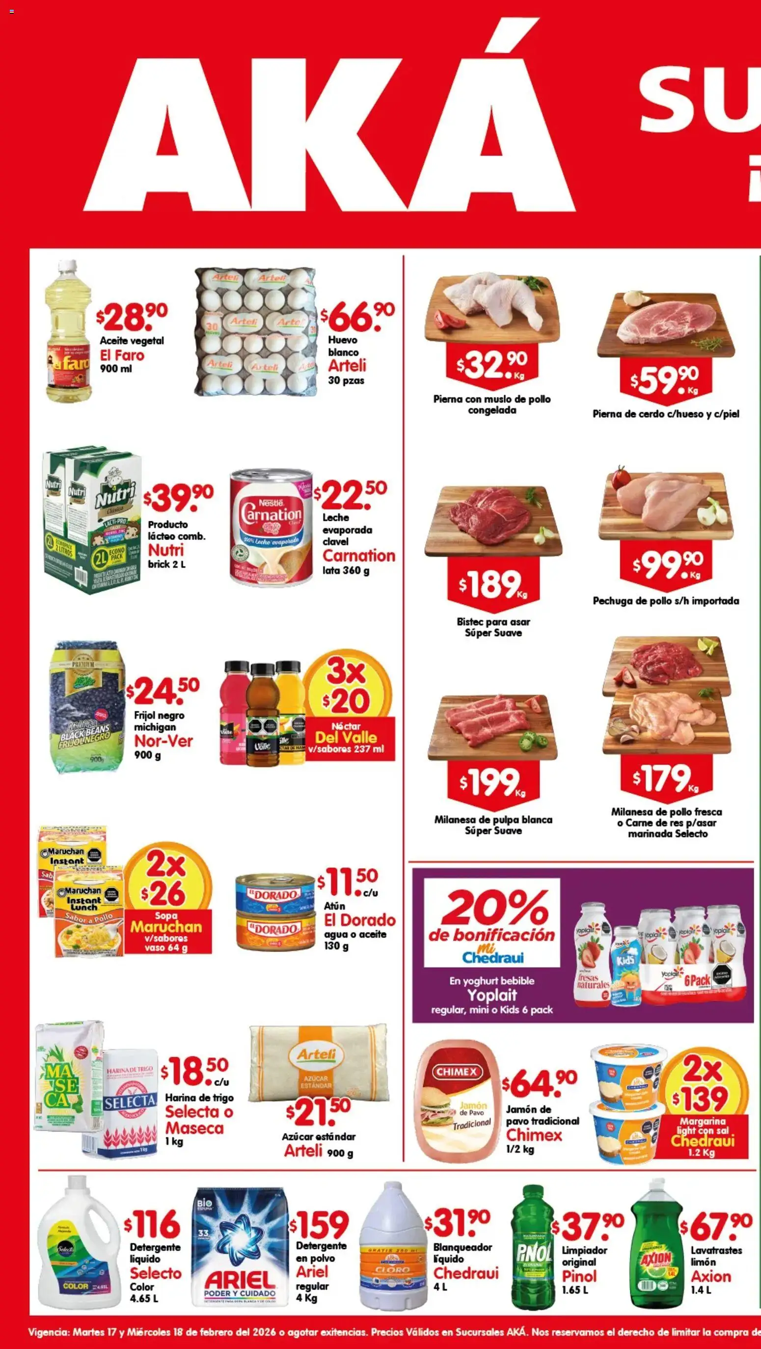 Vista previa las ofertas de la tienda Arteli - Folleto Aká Super Bodega desde el 17/02/2026 - Fresas, Azúcar, Huevo, Cerdo, Sopa, Jamón, Aceite vegetal, Polvo