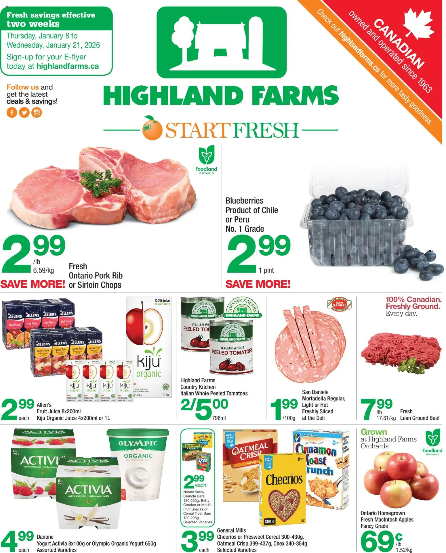 Preview of leaflet Weekly flyer / circulaire from shop Highland Farms is valid from Jan 08, 2026