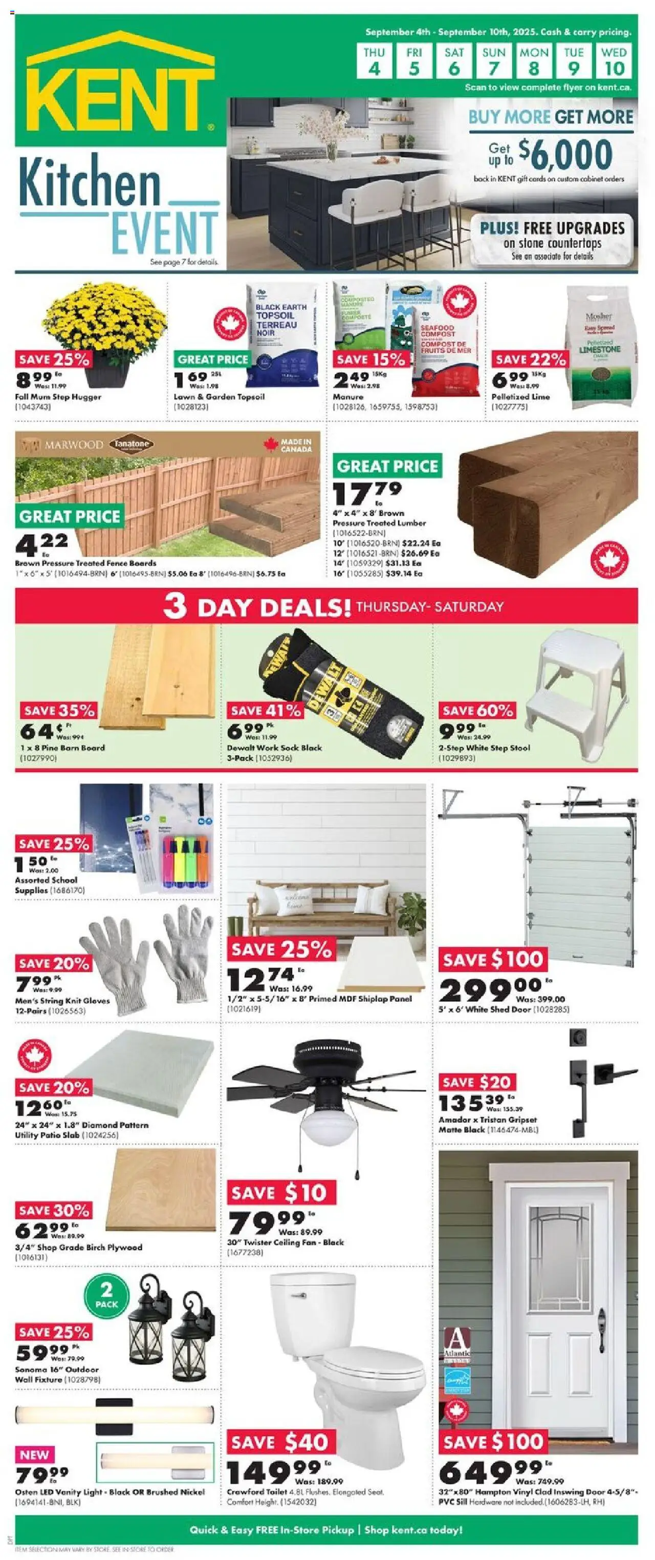 Preview of leaflet Weekly flyer / circulaire from shop Kent is valid from Sep 04, 2025 - Seafood, Fan, Cabinet, Door, Lime, Gloves