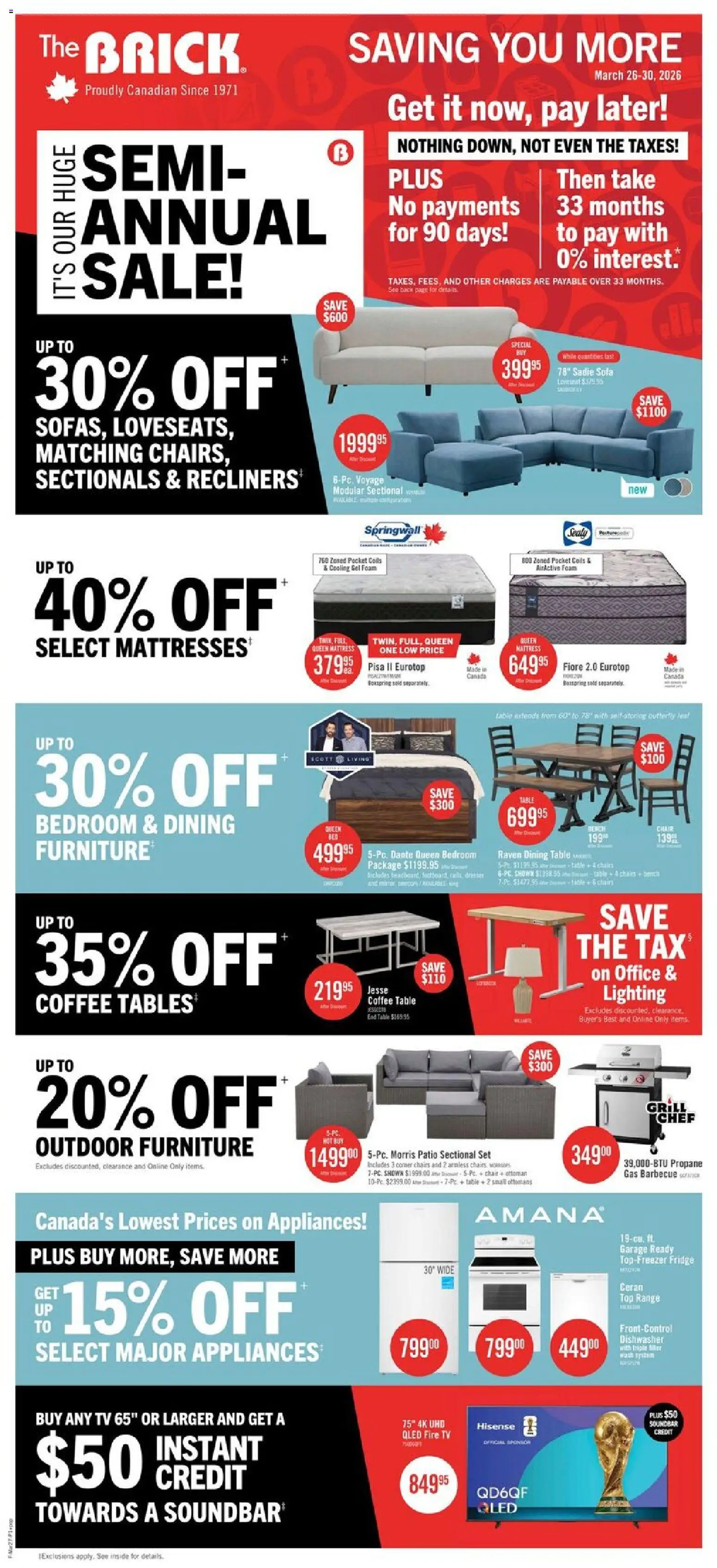 Preview of leaflet The Brick weekly flyer / circulaire from shop The Brick is valid from Mar 26, 2026