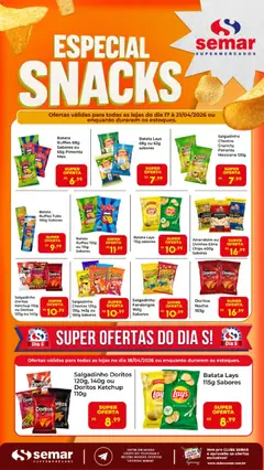 Pré-Visualização do folheto "Semar Supermercado ofertas Snacks" da loja Semar Supermercado válido a partir de 17/04/2026