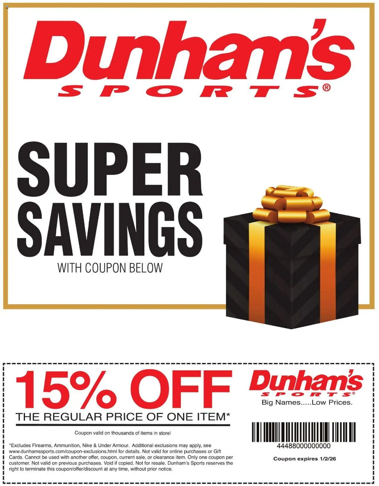 Dunham's Sports Coupon from 10/17/2025 - Flyer - Page number 1