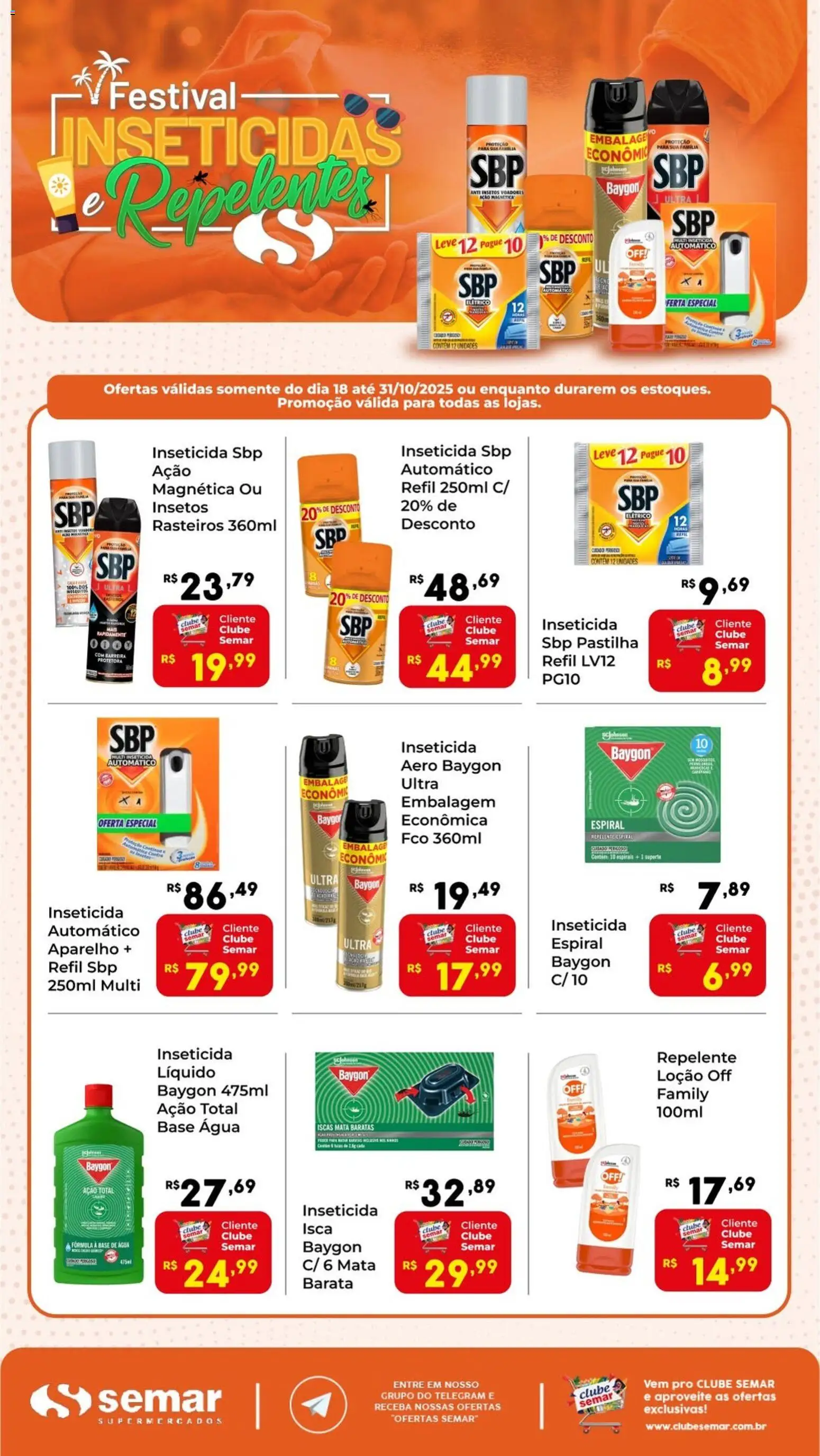 Semar Supermercado folheto "Ofertas Festival Inseticidas e Repelentes" válido a partir de 18/10/2025 - número de página 1