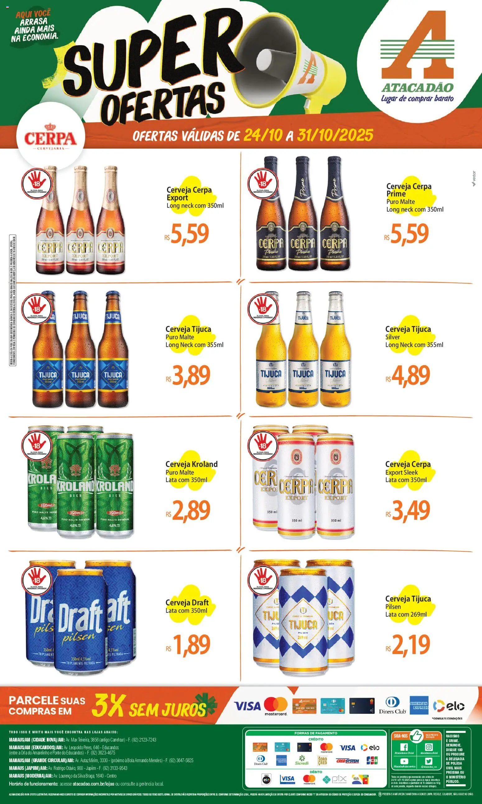 Pré-Visualização do folheto "Ofertas - AM" da loja Atacadão válido a partir de 24/10/2025 - Cerveja