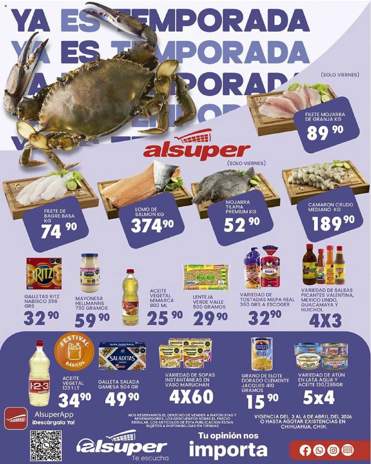 Vista previa las ofertas de la tienda Alsuper - Alsuper folleto Chihuahua-Ciudad desde el 03/04/2026 - Galletas, Atún, Tortillas, Mayonesa, Sopas, Sobre, Aceite vegetal, Filete