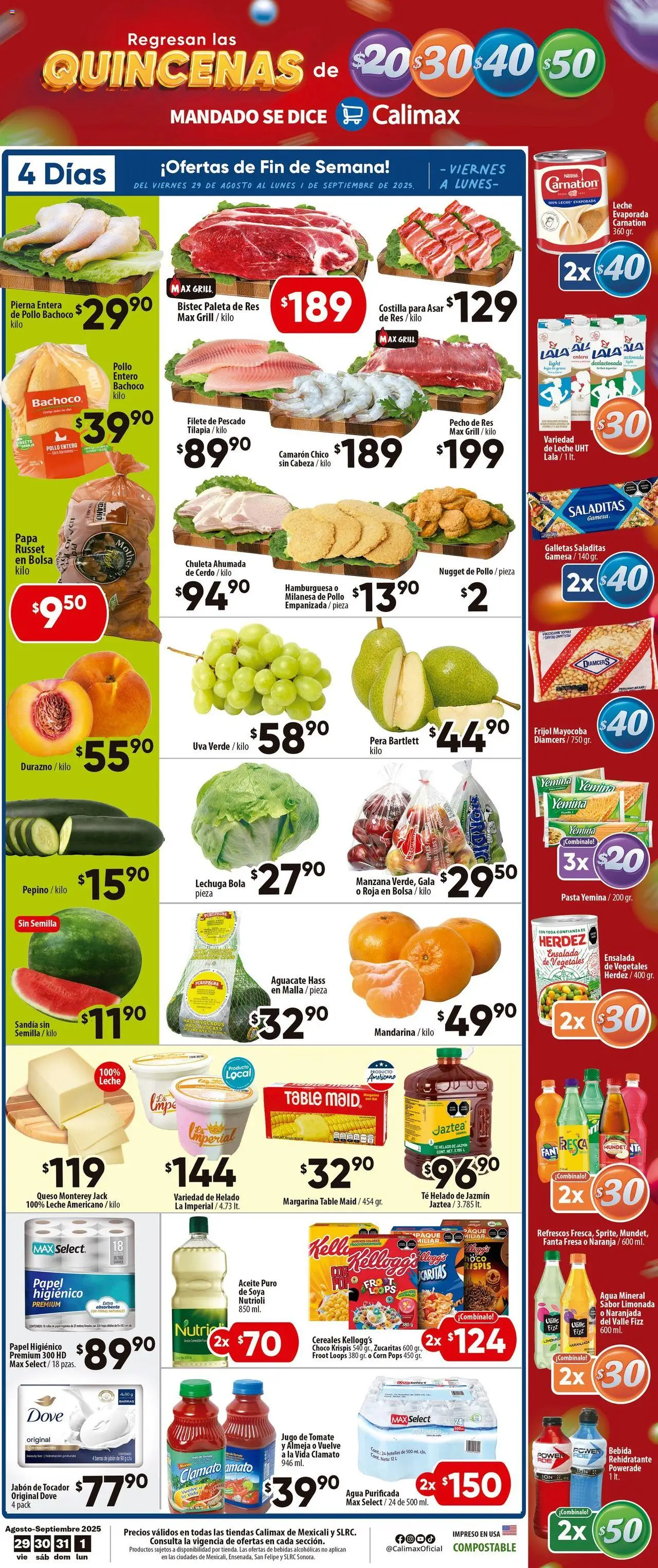 Folleto Mexicali Calimax y sus promociones válidas desde el 29/08/2025 - Número de página 1