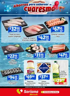 Vista previa las ofertas de la tienda Soriana - Soriana Fin de Semana Mercado: Ags, Nay, Jal, Qro, Col, Mich, Gto, Hgo, Tlax, Mor, Pue, Gro, Oax, Edo. de Mex, CDMX, Zac y SLP desde el 03/04/2026 