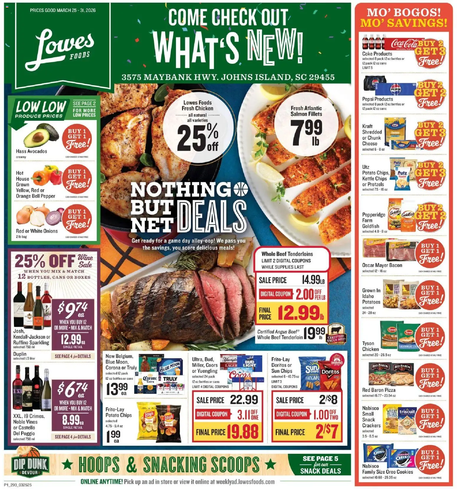 Ad Preview of Lowes Foods Lowes Foods Weekly Ad - SC from 03/25/2026 - Game, Wine, Chips, Cheese, Potatoes, Bag, Crackers, Kettle