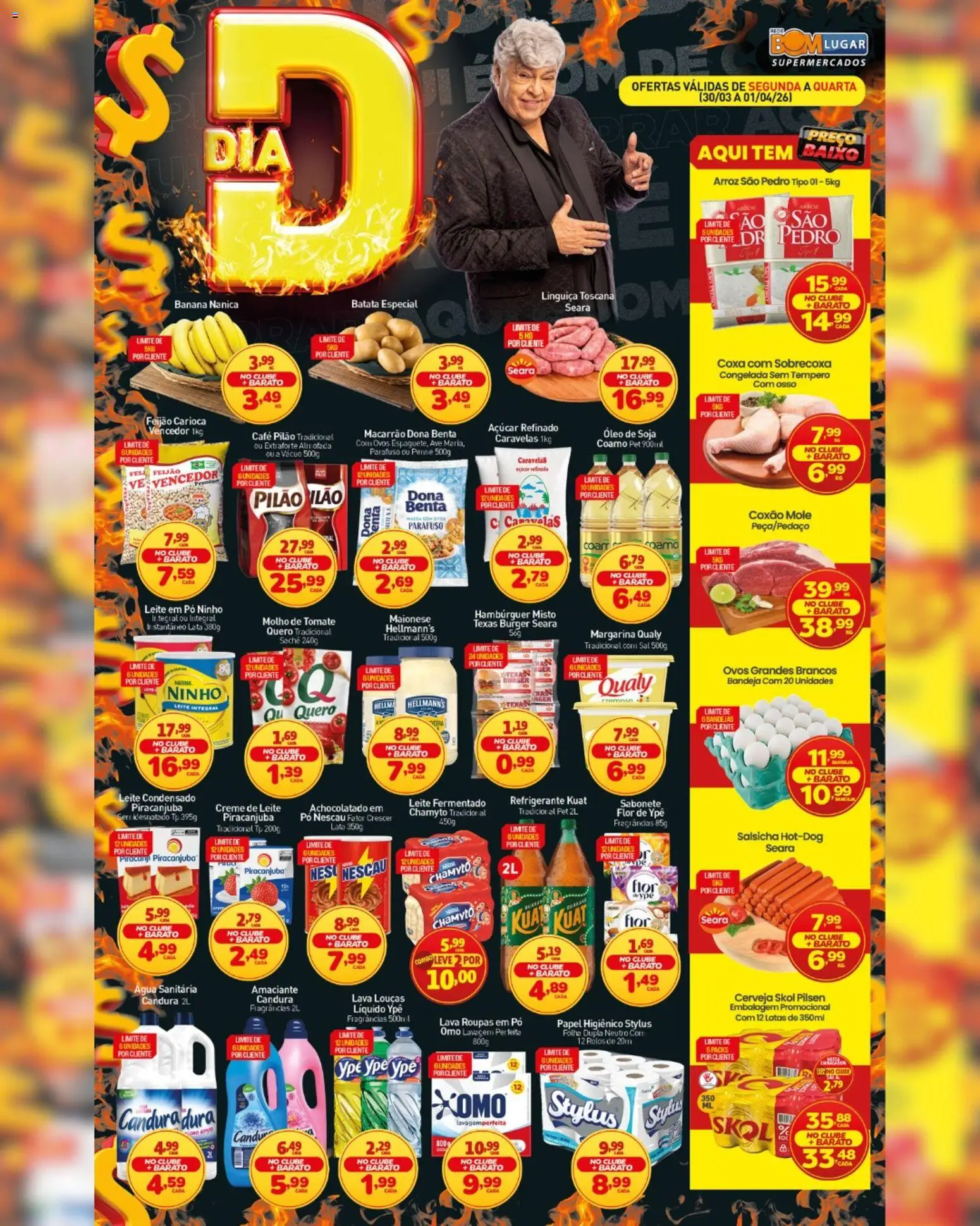 Pré-Visualização do folheto "Rede Bom Lugar - Ofertas da semana" da loja Rede Bom Lugar válido a partir de 30/03/2026 - Café, Hambúrguer, Água, Soja, Pó, Linguiça, Margarina, Coxão mole