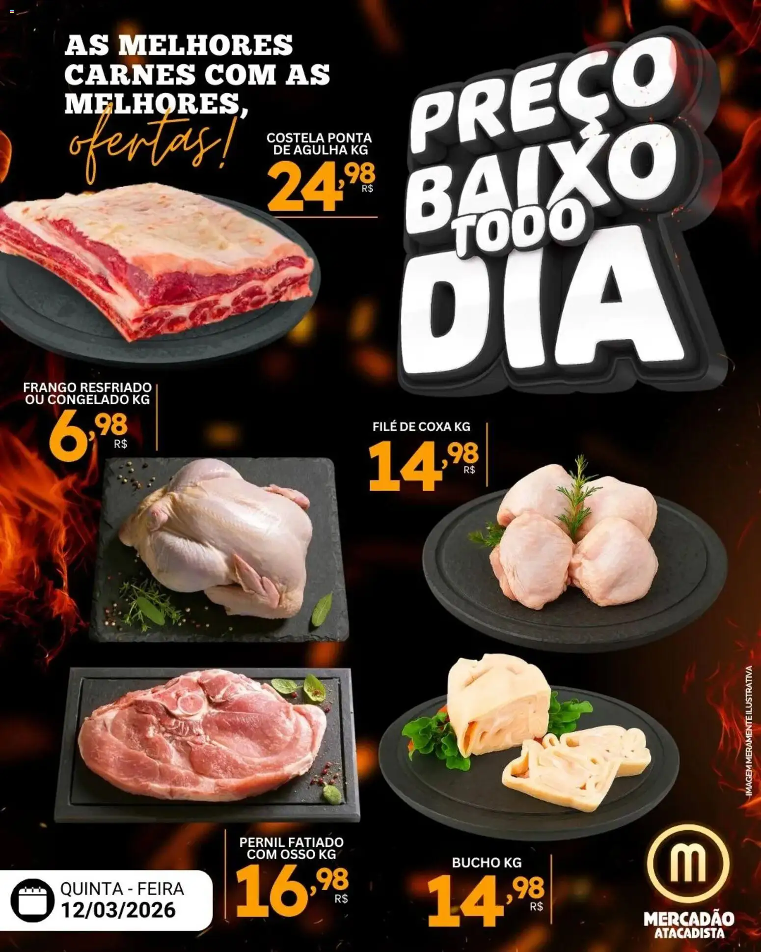 Pré-Visualização do folheto "Mercadão Atacadista ofertas Carne" da loja Mercadão Atacadista válido a partir de 12/03/2026