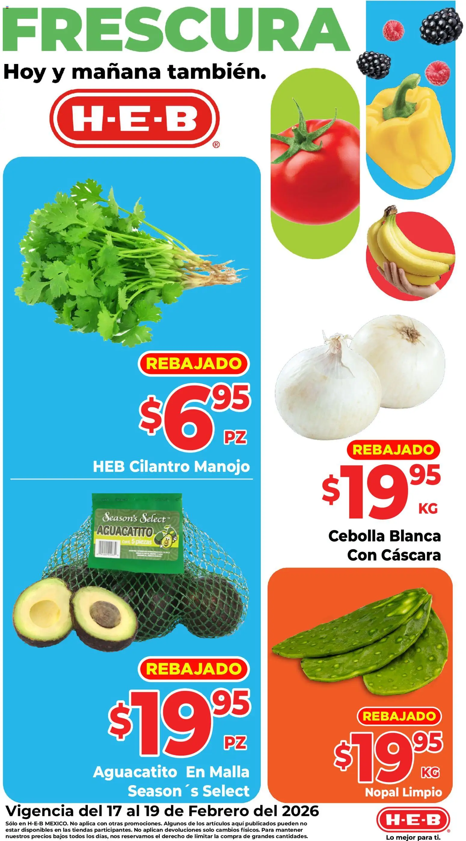 Vista previa las ofertas de la tienda H-E-B - Folleto Frescura desde el 17/02/2026 - Cebolla, Malla