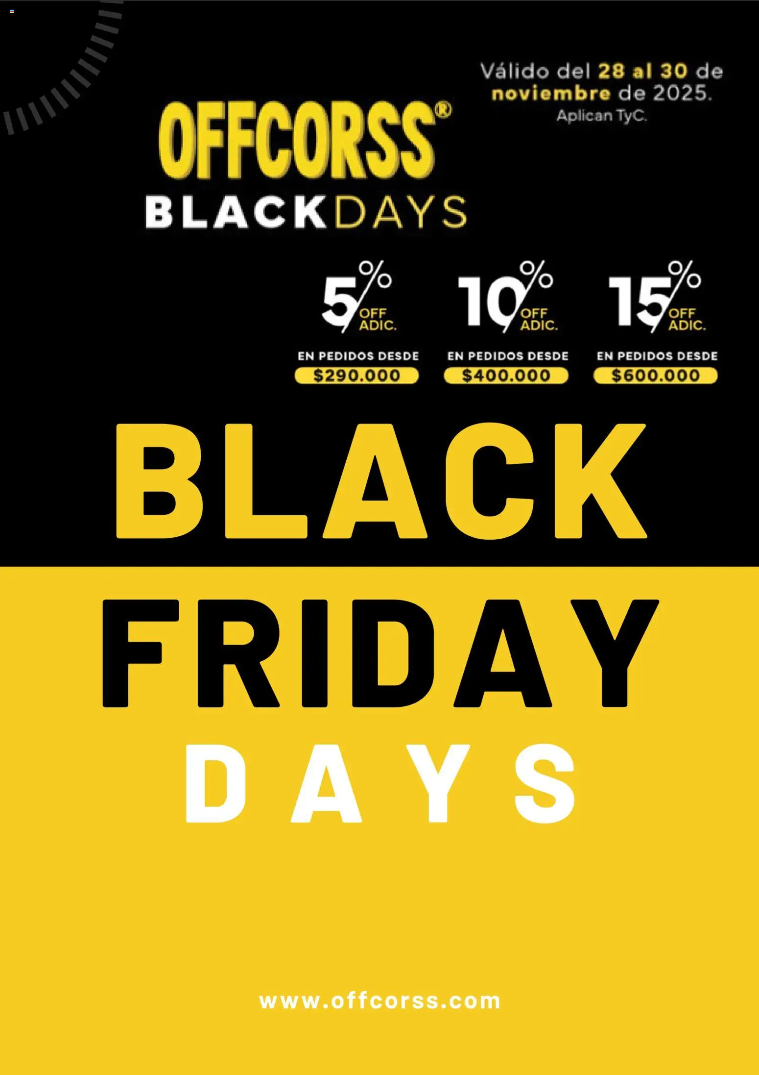  Vista previa del prospecto Black Friday del almacen Offcorss válida del 28/11/2025 al 30/11/2025