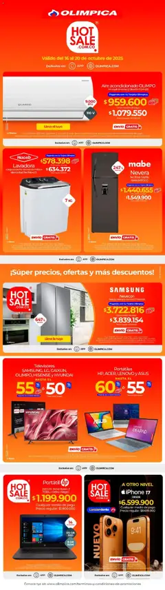  Vista previa del prospecto Hot Sale del almacen Olímpica válida del 16/10/2025 al 20/10/2025