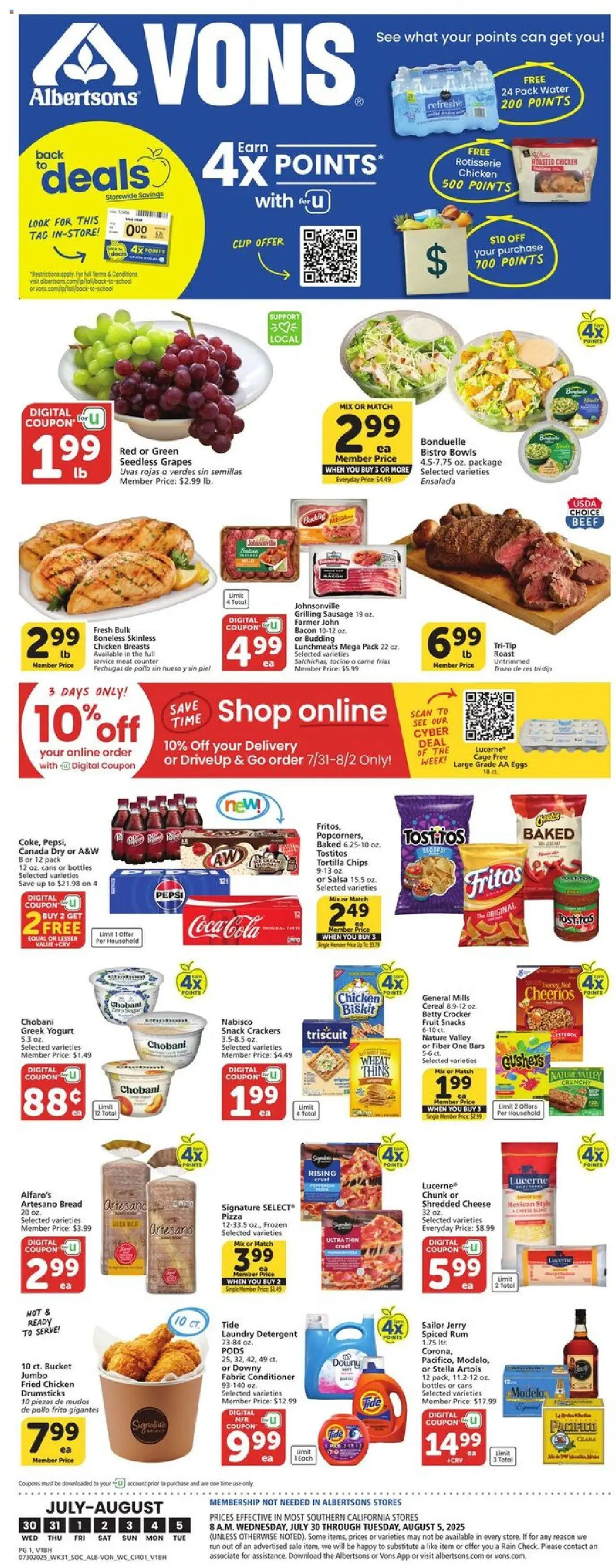 Vons Weekly Ad from 07/30/2025 - Flyer - Page number 1