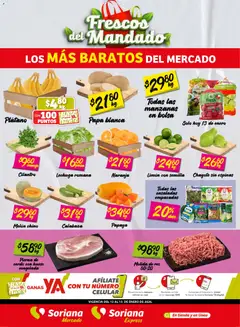 Vista previa las ofertas de la tienda Soriana - Frescos del Mandado Mercado: Coah, Chih y Dur Frescos del Mandado Mercado: Coah, Chih y Dur desde el 13/01/2026 