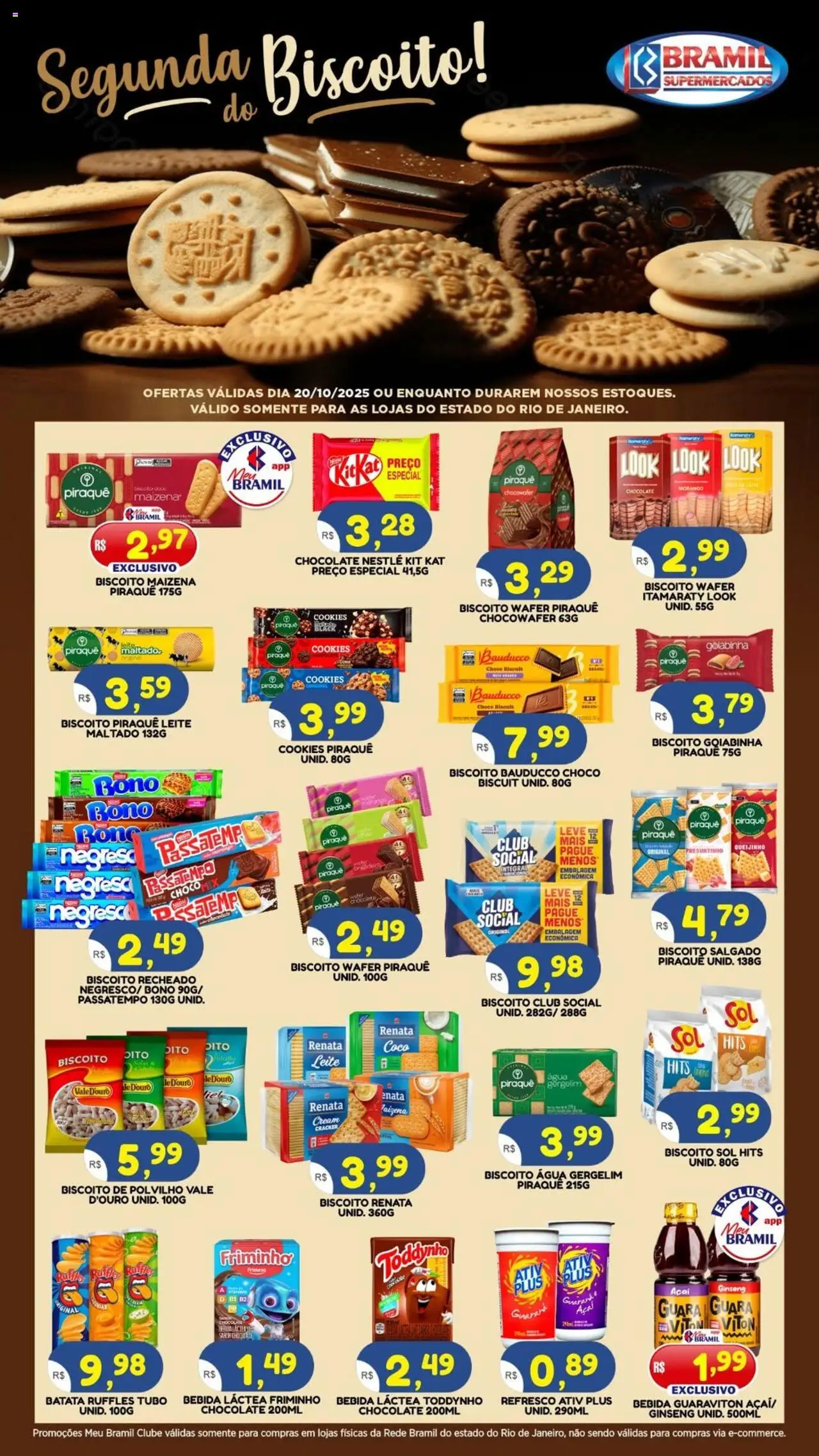 Bramil Supermercados folheto "Ofertas Segunda do Biscoito" válido a partir de 20/10/2025 - número de página 1