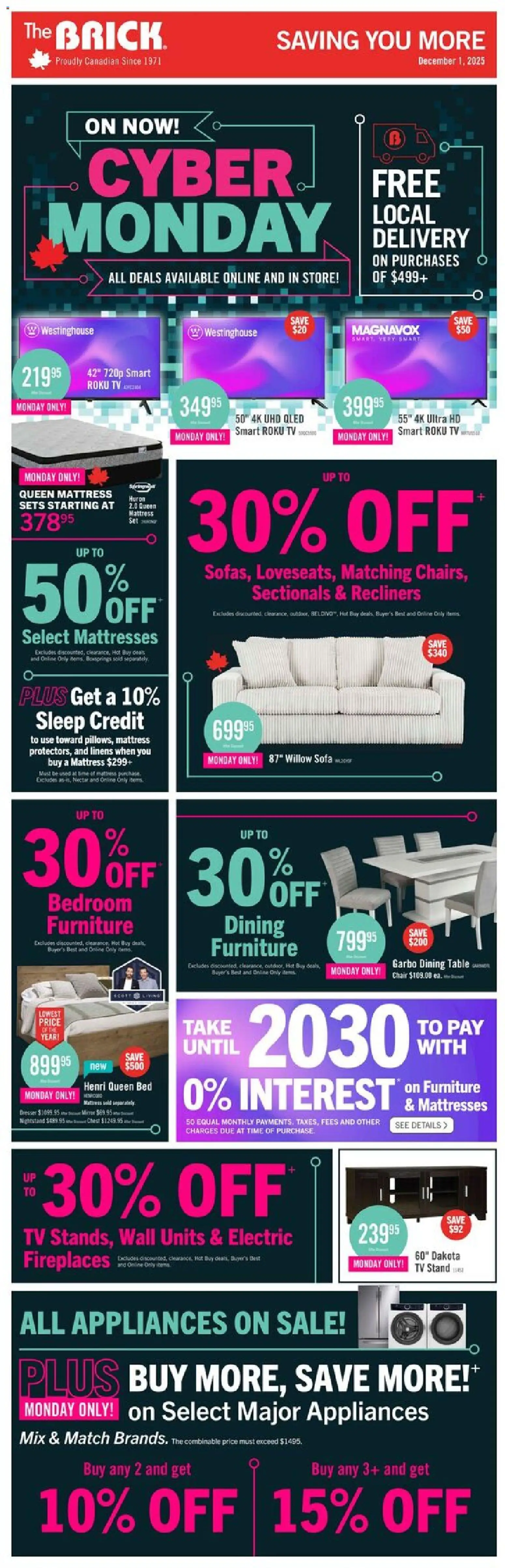Preview of leaflet Cyber Monday from shop The Brick is valid from Nov 30, 2025