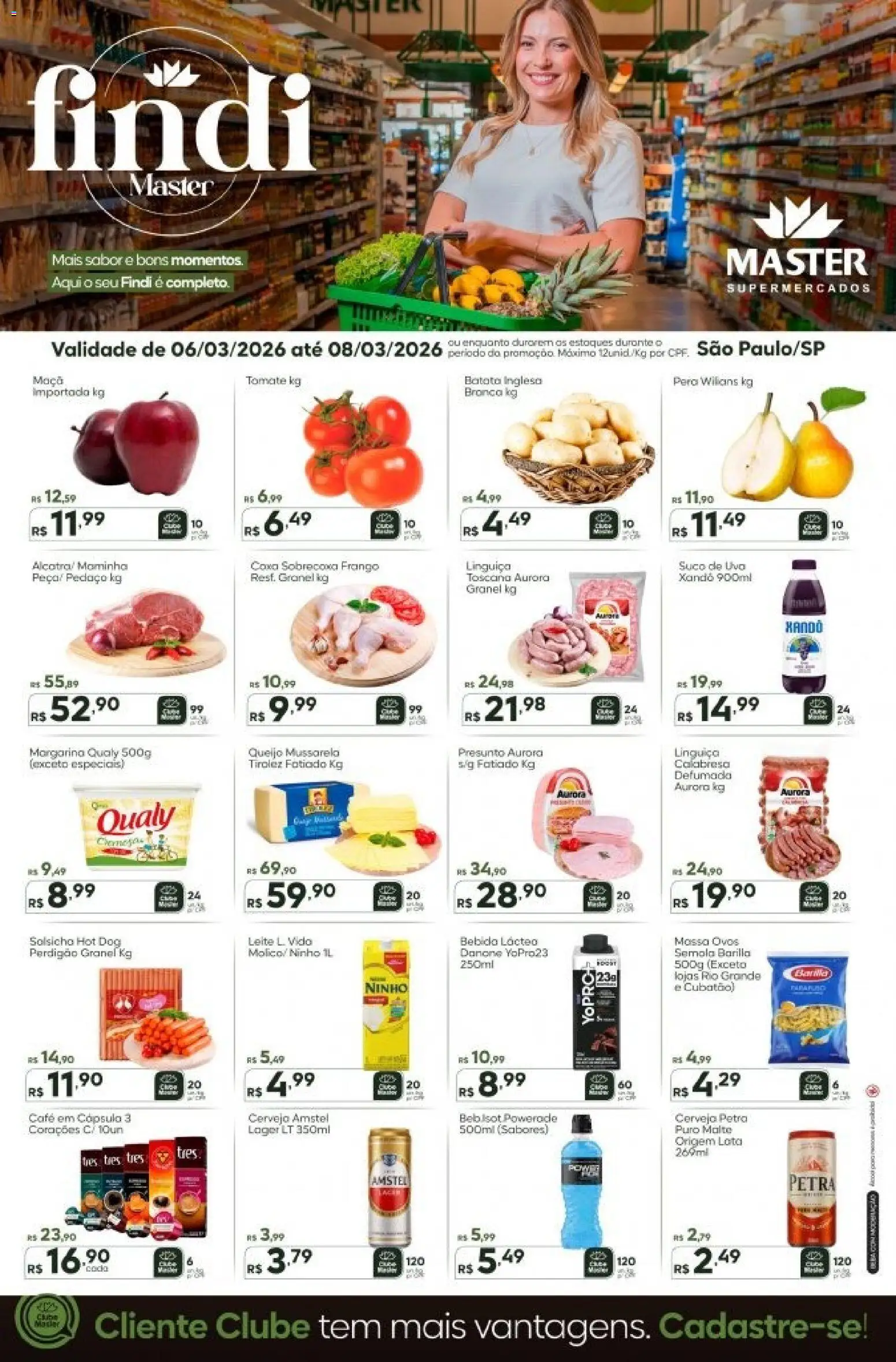Pré-Visualização do folheto "Master ofertas - SP" da loja Master válido a partir de 06/03/2026 - Cerveja, Leite, Batata, Tomate, Suco, Linguiça, Margarina, Barilla