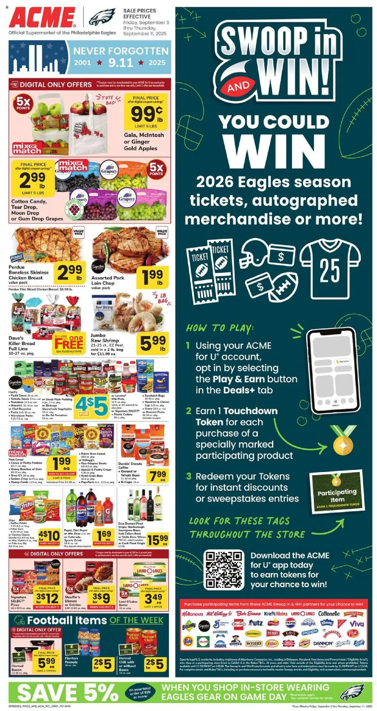 Acme Weekly Ad - PA from 09/05/2025 - Circular, Flyer - Page number 1 - Coffee, Bread, Shrimp, Tomatoes, Butter, Beans, Beef, Sports drink