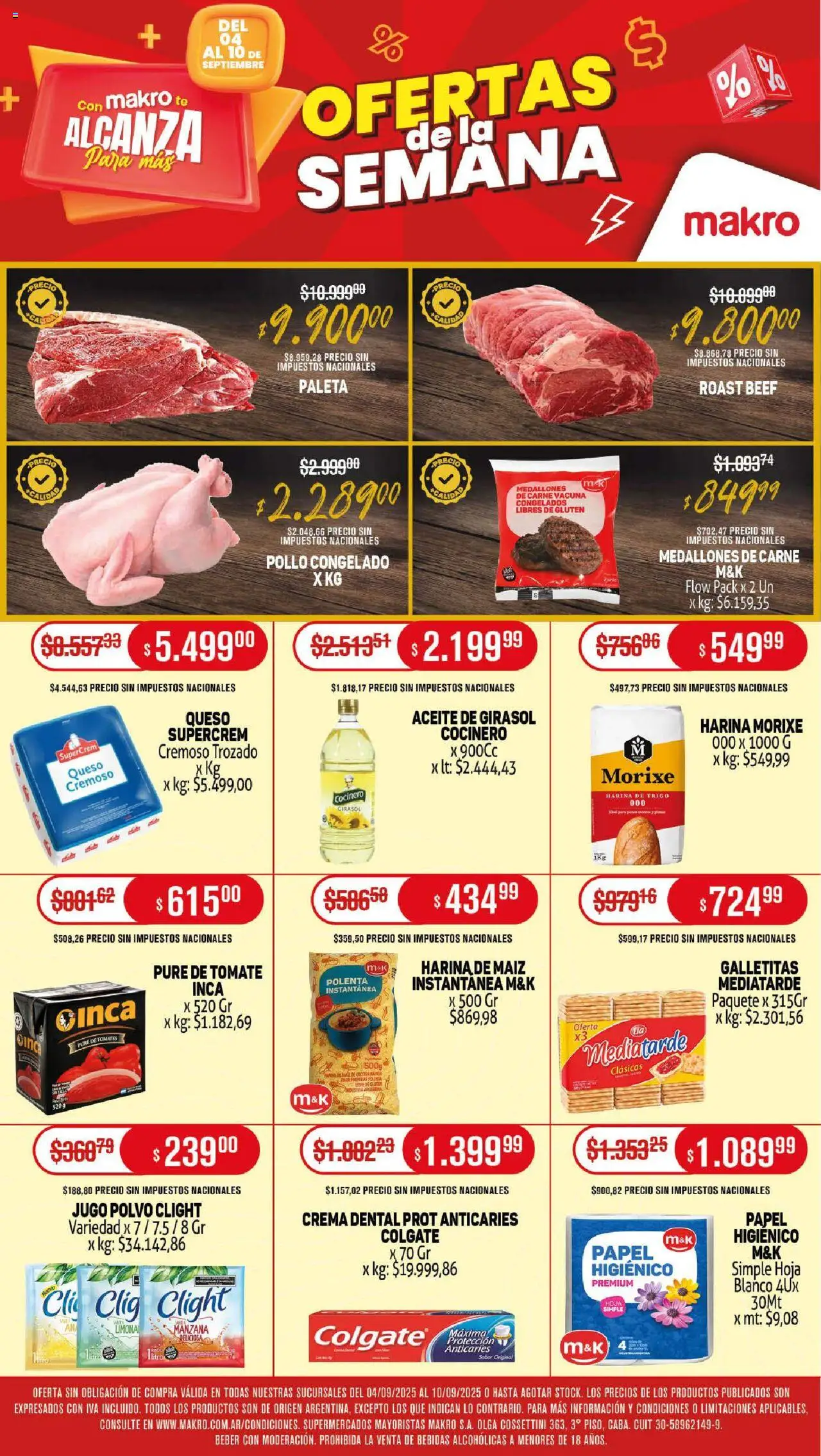 Makro Ofertas del 04/09/2025 >> Catálogo - Manzana, Queso, Carne, Galletitas, Harina, Papel higiénico, Paleta, Puré