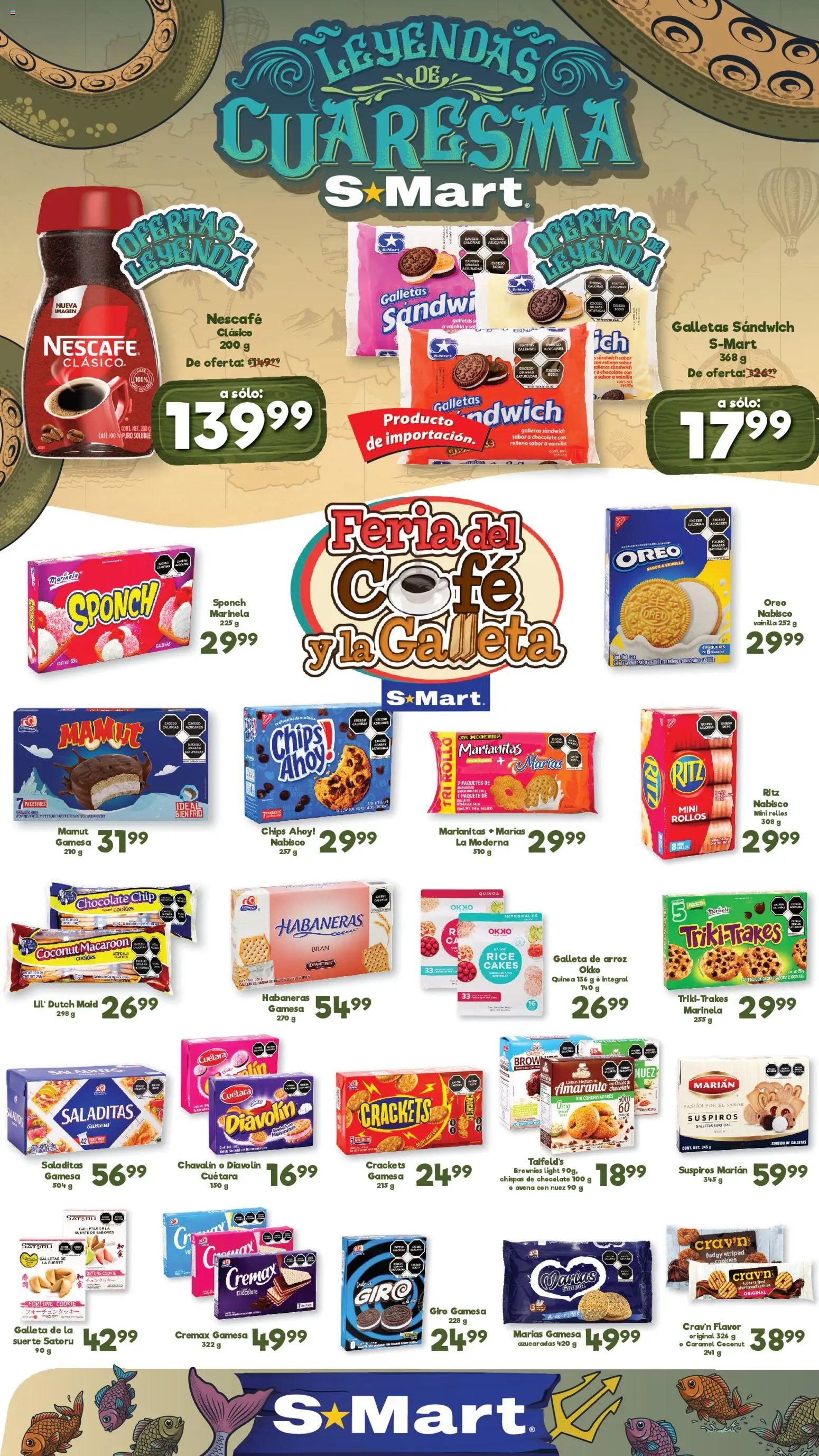 Vista previa las ofertas de la tienda S-Mart - S-Mart folleto Ofertas de feria Juárez desde el 24/03/2026 - Chocolate, Galletas, Quinoa, Brownies, Avena, Arroz, Nuez, Oreo
