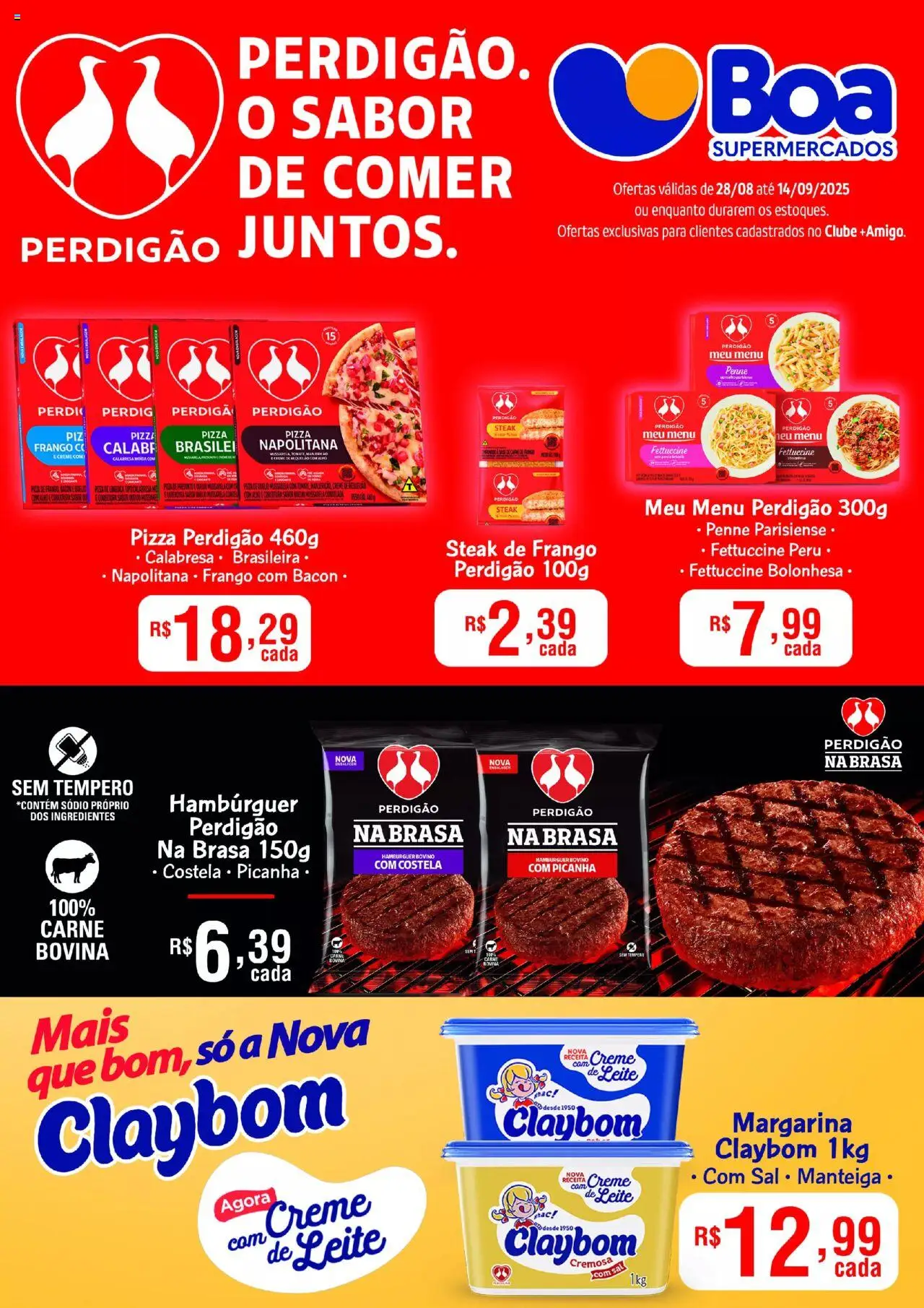 Boa Supermercados folheto "Ofertas BRF" válido a partir de 28/08/2025 - número de página 1 - Peru, Queijo, Carne, Pera, Manteiga, Creme, Bacon, Steak