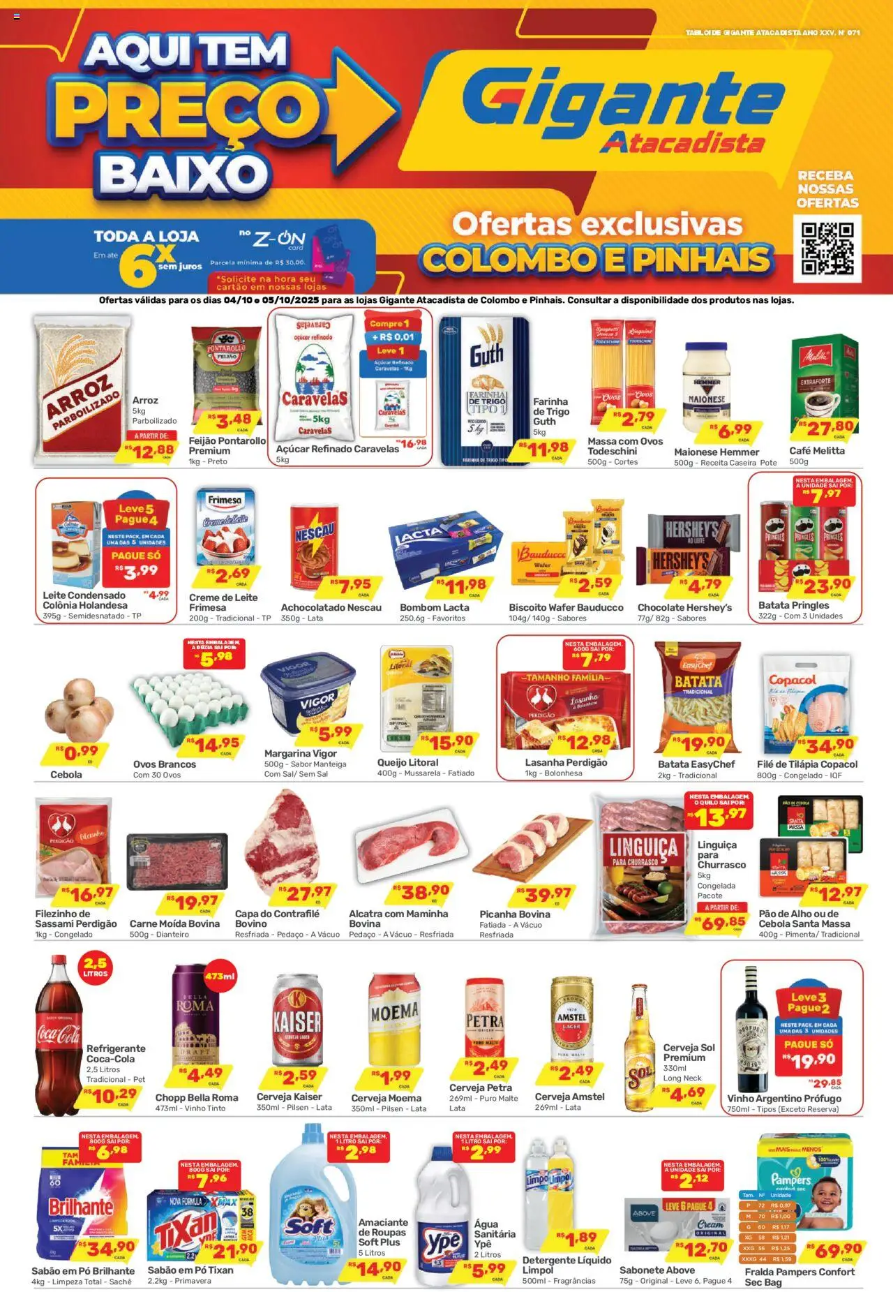 Gigante Atacadista folheto "Ofertas da semana" válido a partir de 04/10/2025 - número de página 1 - Água, Manteiga, Pampers, Nescau, Sabão em pó, Cola, Baixo, Cará