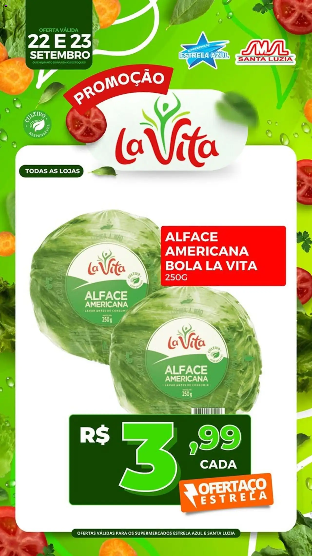Estrela Azul folheto "Ofertas La Vita" válido a partir de 22/09/2025 - número de página 1 - Alface, Alface americana