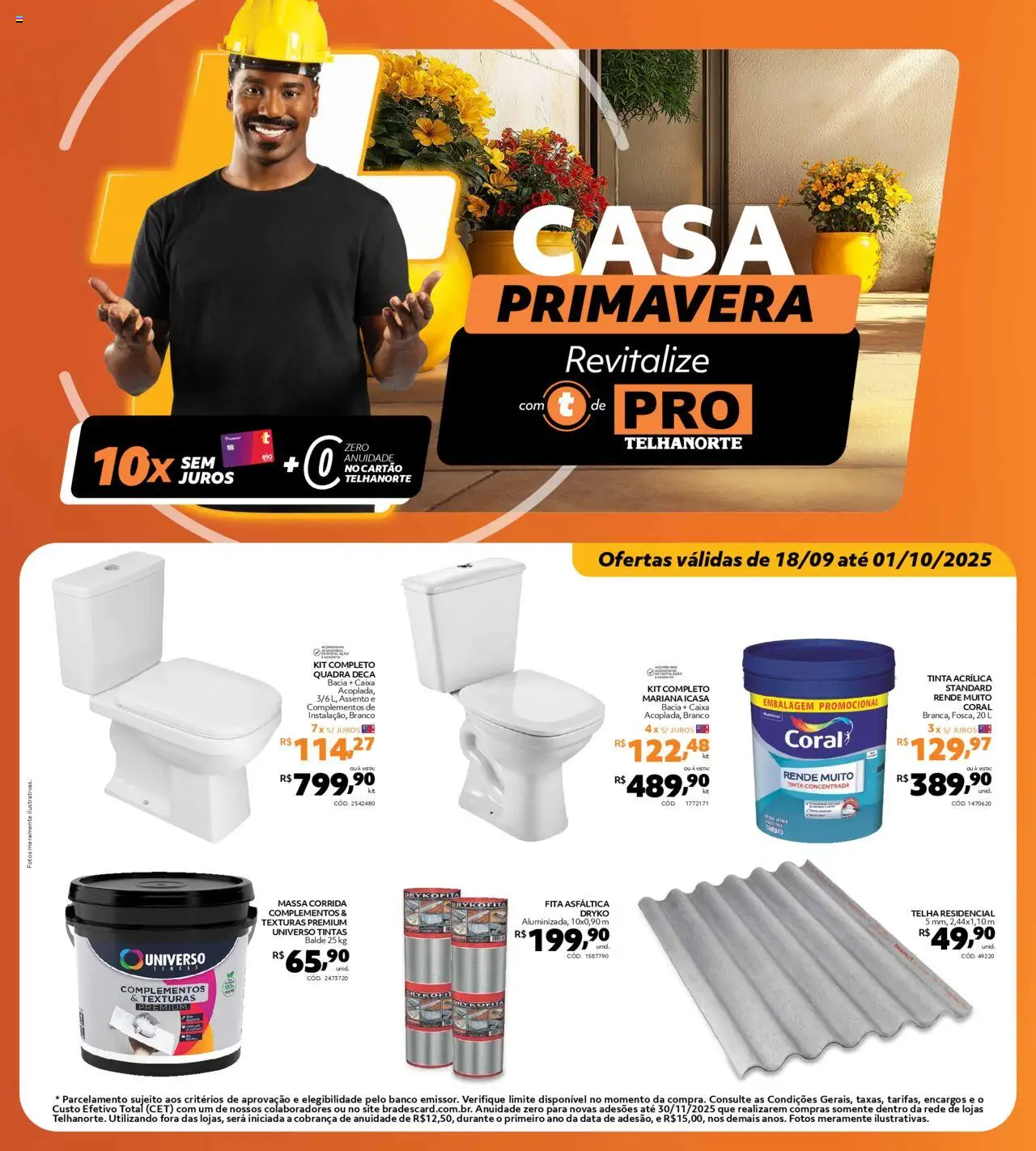 Telhanorte folheto "Ofertas Pro" válido a partir de 18/09/2025 - número de página 1 - Banco, Caixa, Tinta, Massa corrida, Massa, Fita, Balde