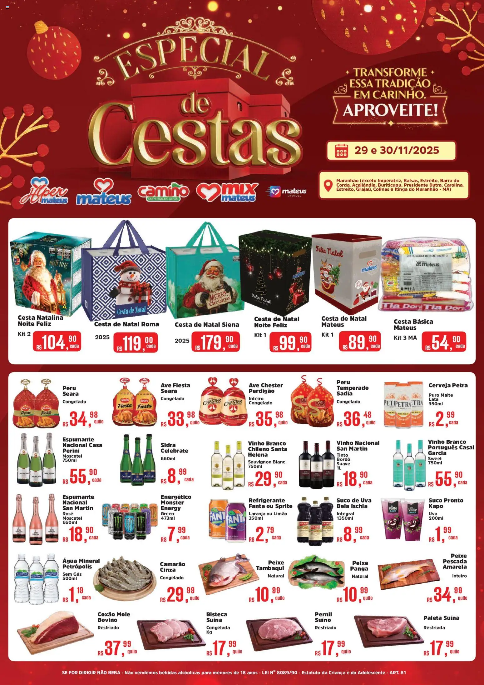 Pré-Visualização do folheto "Ofertas Cestas de Natal" da loja Mateus válido a partir de 29/11/2025