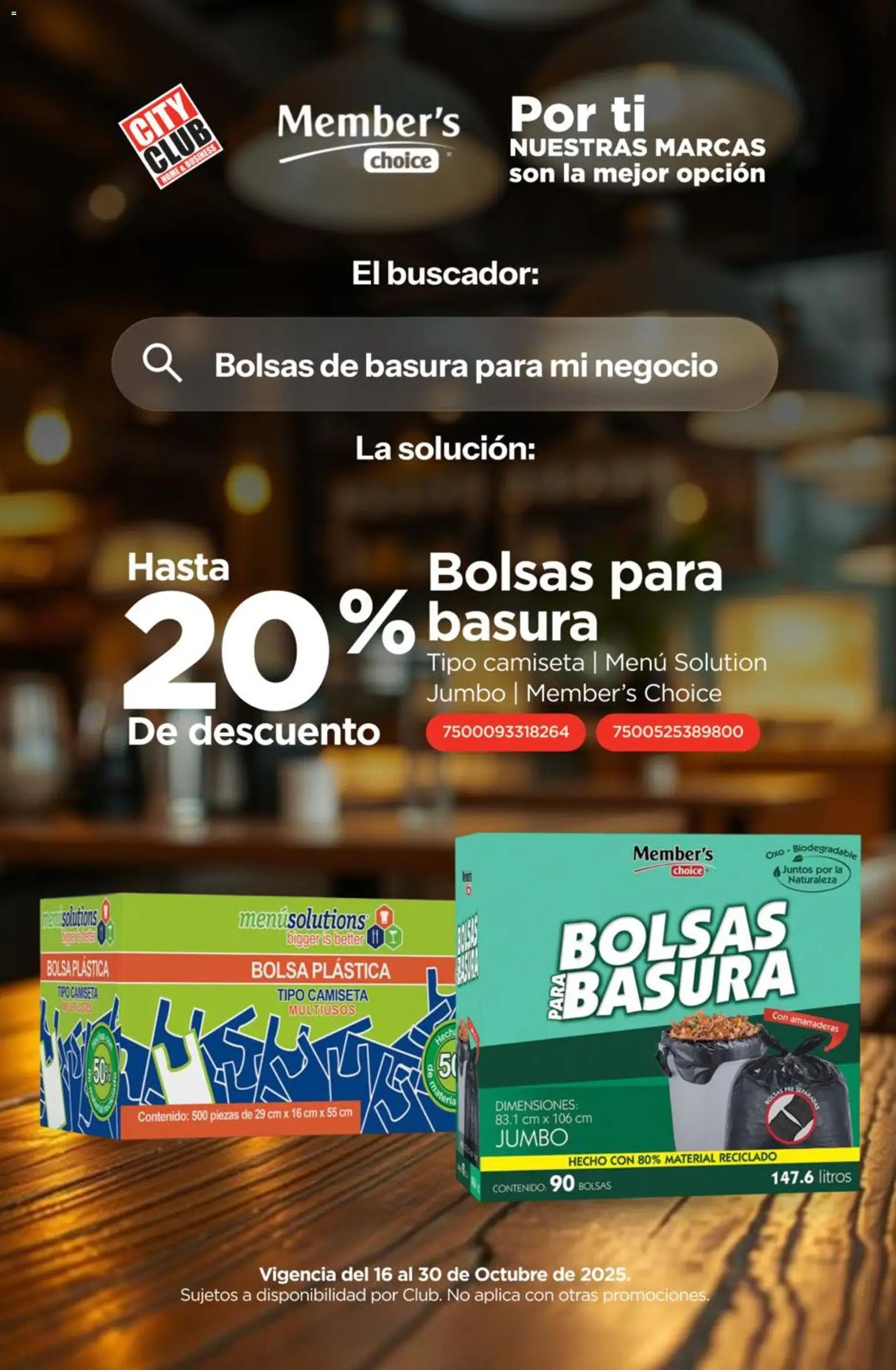 Vista previa las ofertas de la tienda City Club - Catálogo Bolsas de basura grandes desde el 16/10/2025 - Bolsa, Camiseta, Bolsas para basura