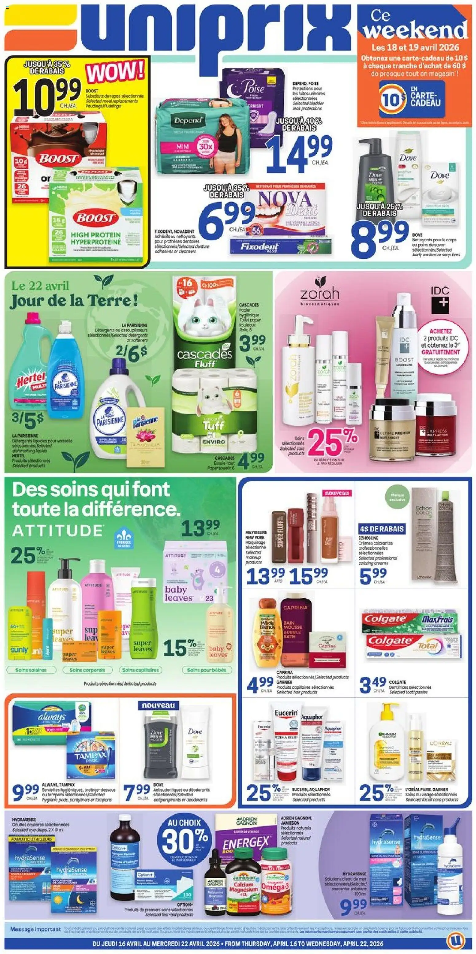 Preview of leaflet Uniprix weekly flyer / circulaire from shop Uniprix is valid from Apr 16, 2026